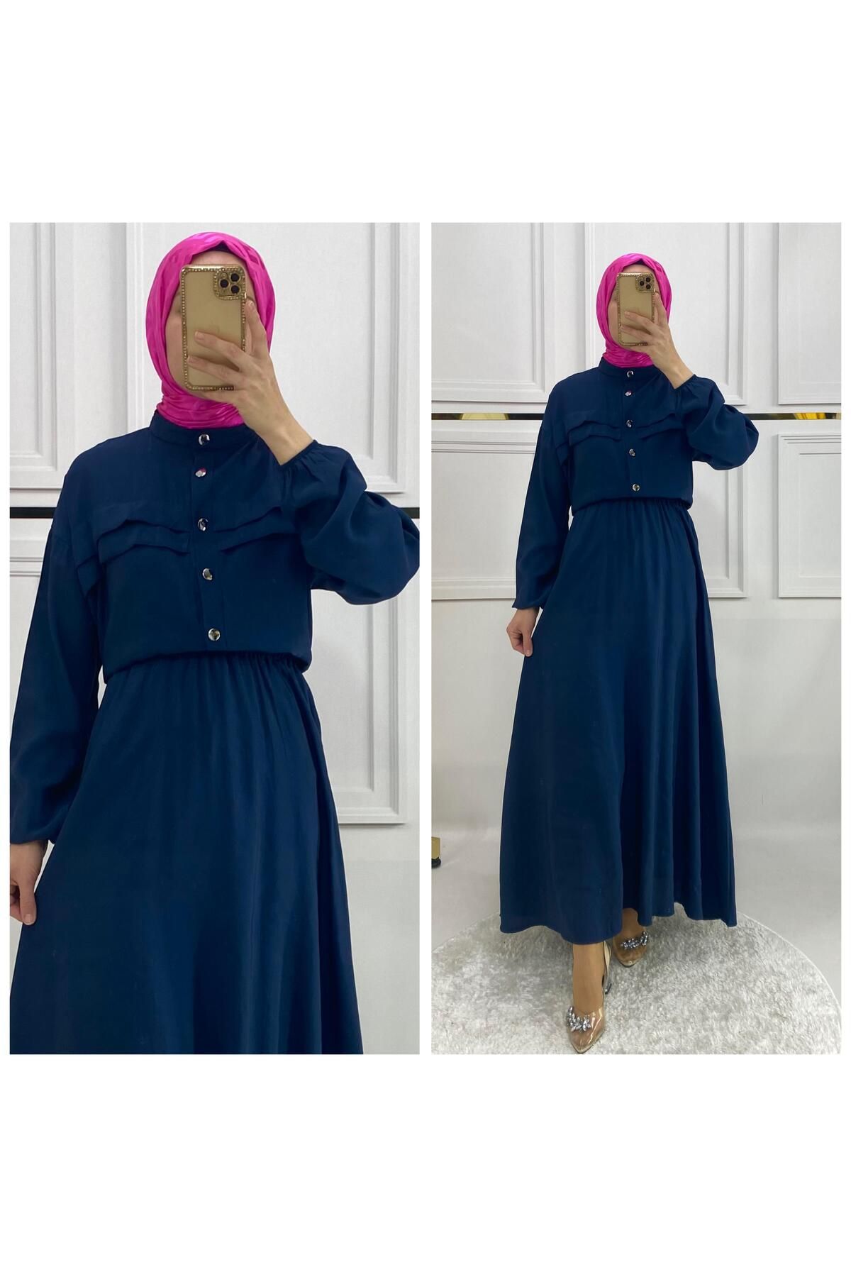 PIRLANTA GİYİM KADIN ÇİLEK KUMAŞ ETEKLİ TESETTÜR TAKIM - 389