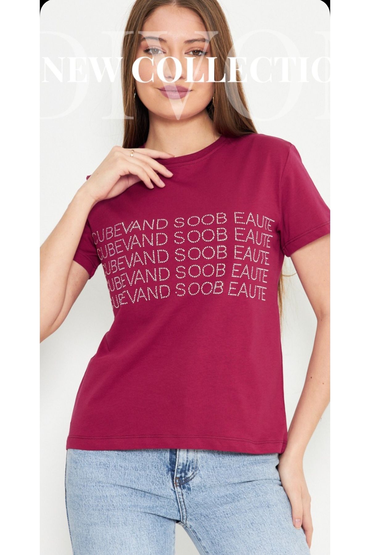 PEKA Taşlı krop T-shirt