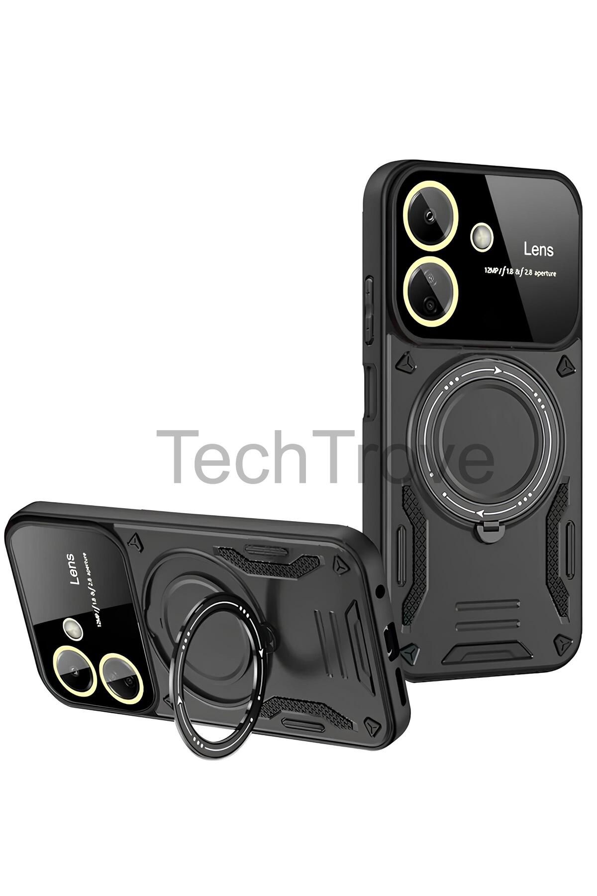 TechTrove Xiaomi Redmi 13C Kılıf Kamera Korumalı Stand Özellikli Maksimum Darbe Korumalı Kapak