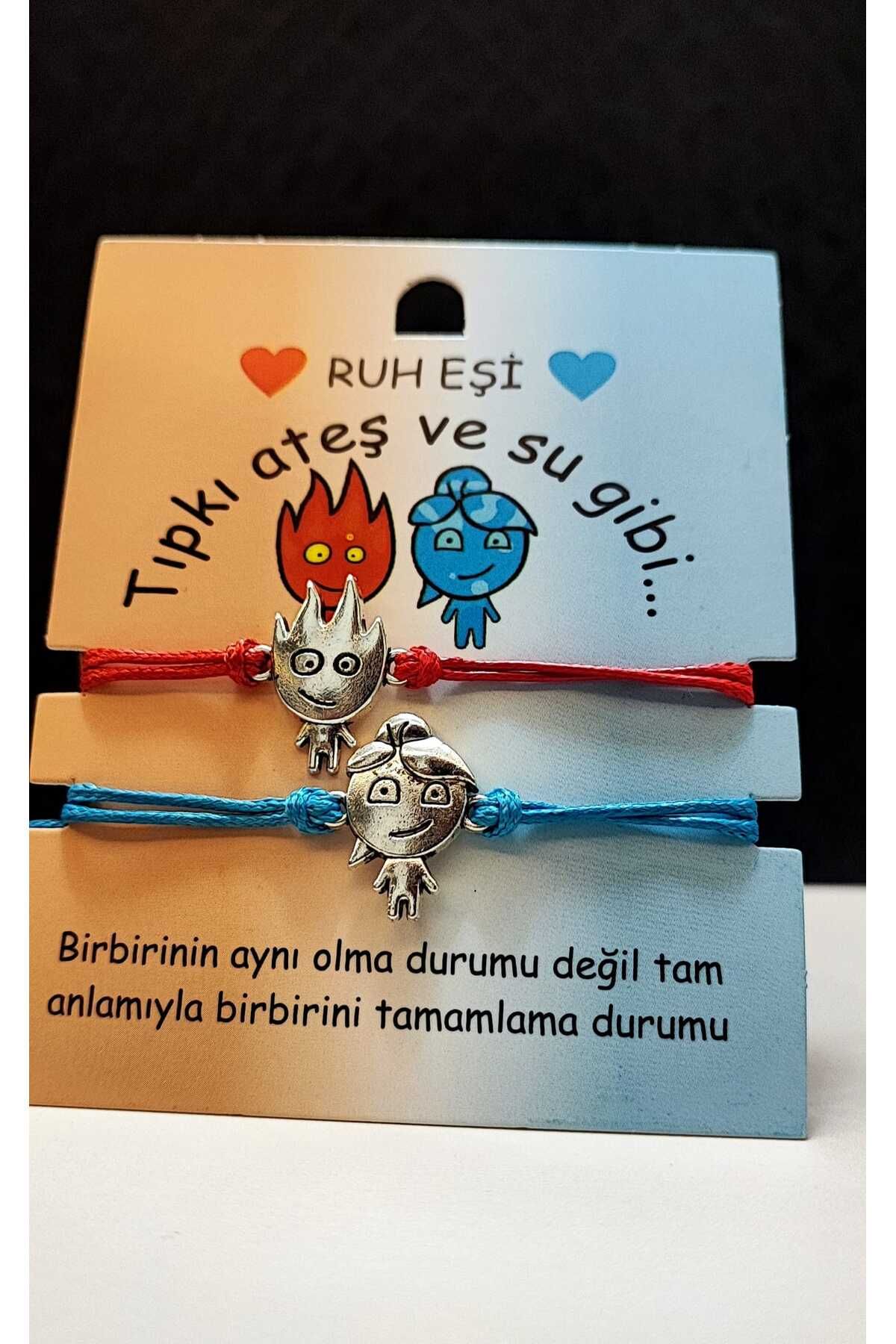 BaharEli Ruh Eşi Bileklik / Ateş ve Su / Sevgili - Eş - Arkadaş - Dost - Beraberlik Temalı / Ayarlanabilir İp