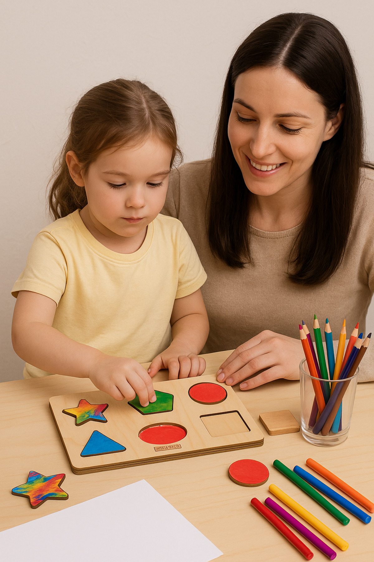 پازل چوبی اشکال هندسی | بازی پازل آموزشی و سرگرم‌کننده