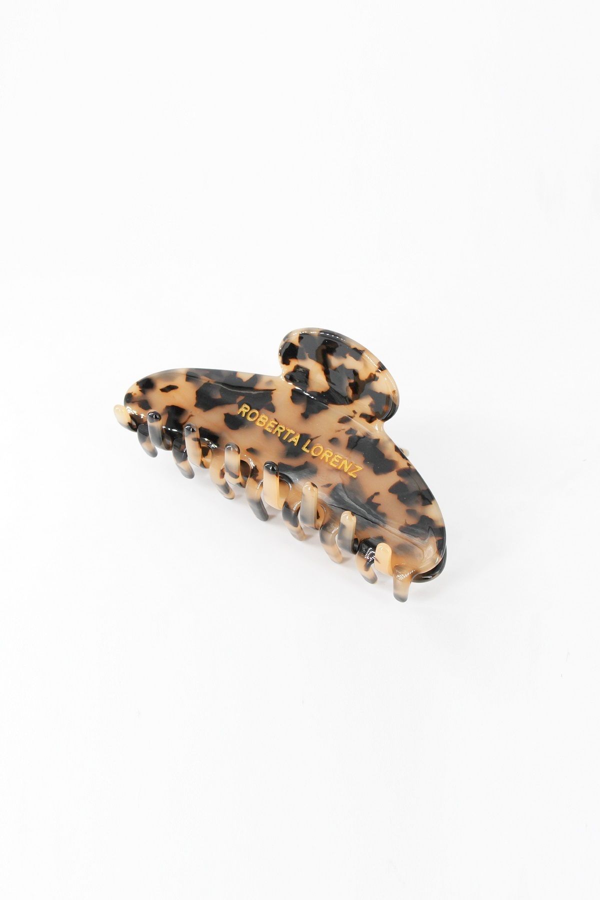 Roberta Lorenz yazılı leopar desenli yüksek kalite mandal toka/ 10 cm