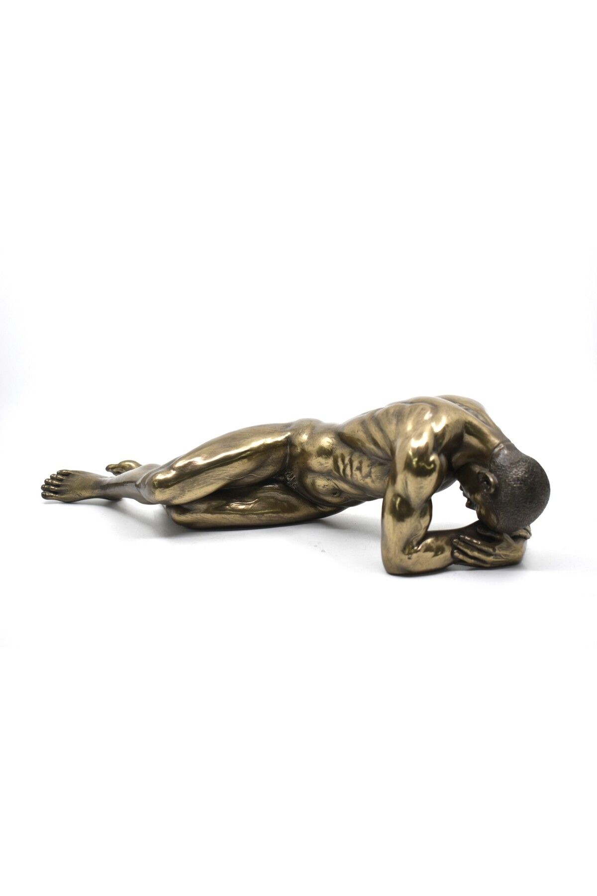 AYDINARTSHOP Veronese Uzanmış Erkek Figürü Heykeli (Bronz Görünümlü Duygusal Sanat Biblosu) 37 cm