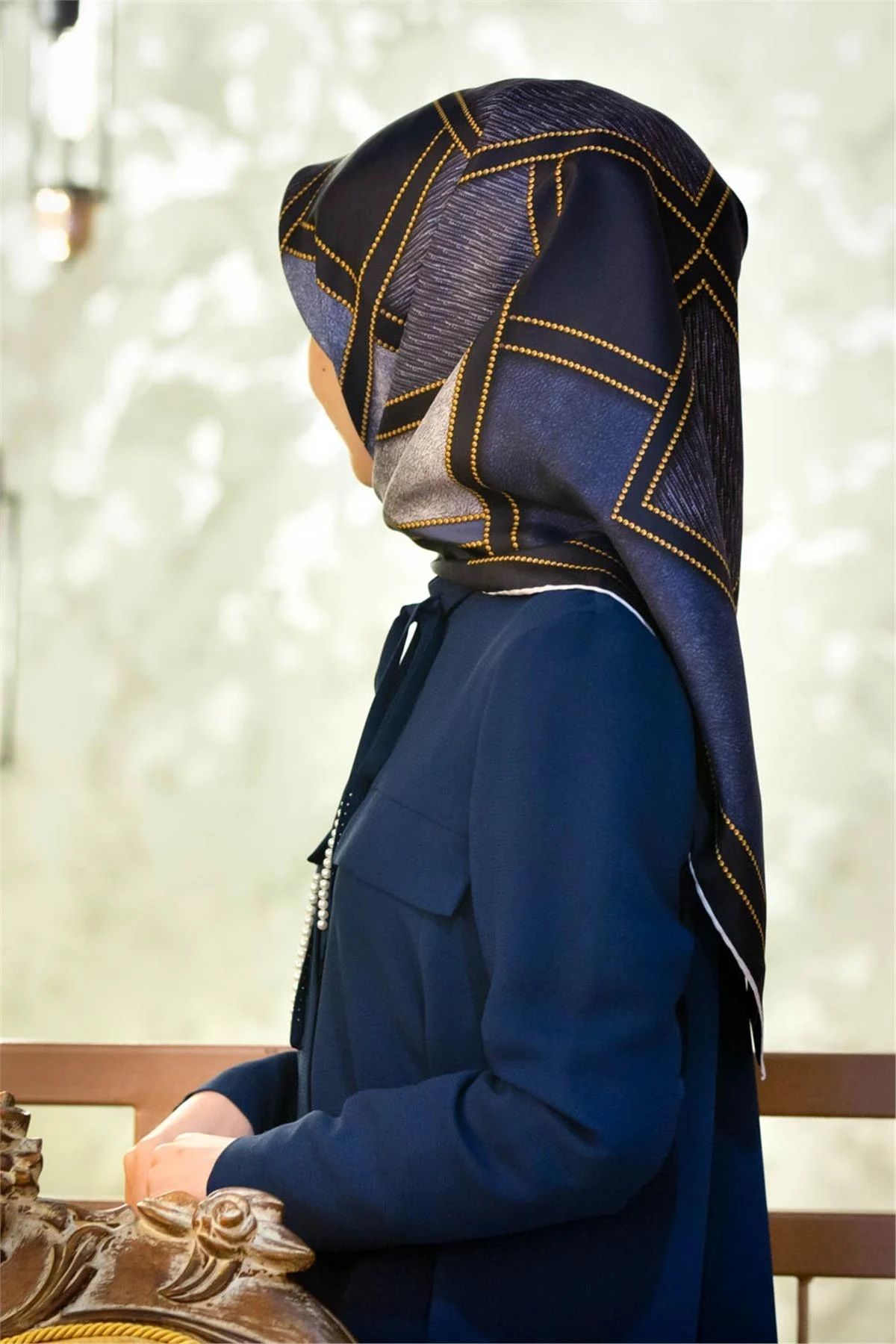 Vissona Twill İpek Eşarp Lacivert, İndigo
