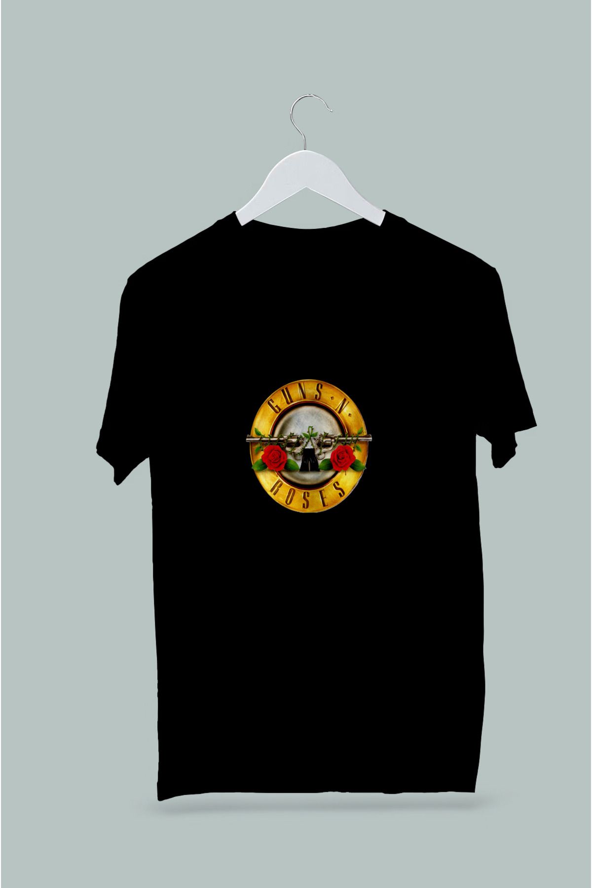 Maki Home Makiteks Kaliteli Penye Kadın Erkek Unisex Yetişkin Baskılı Beyaz Gri Siyah Tshirt Guns N Roses
