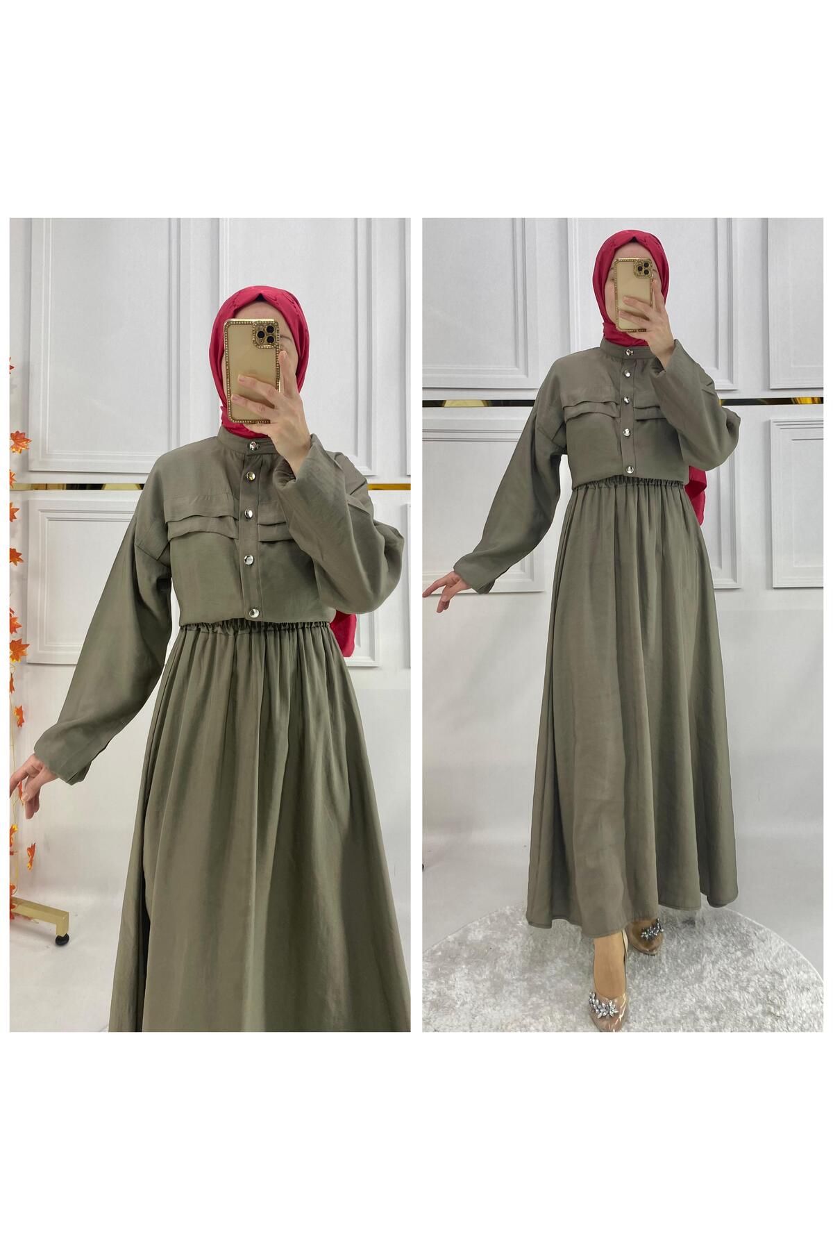PIRLANTA GİYİM KADIN ÇİLEK KUMAŞ ETEKLİ TESETTÜR TAKIM - 389