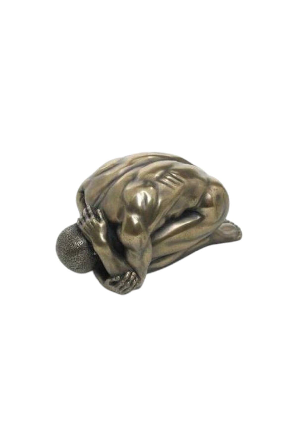 AYDINARTSHOP Veronese İçine Kapanmış Erkek Figürü Heykeli (Bronz Görünümlü Modern Sanat Biblosu)