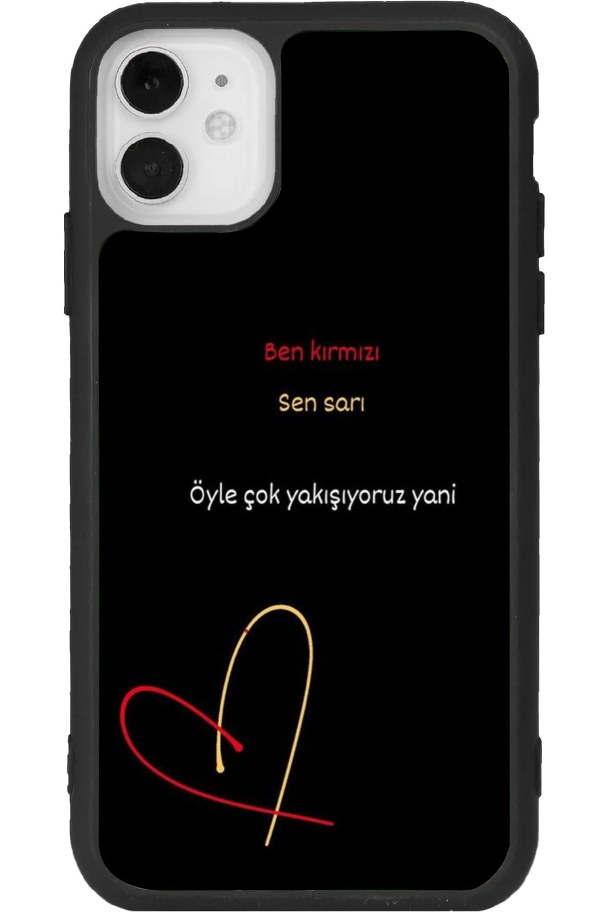 Aksel Kılıf iPhone 11 Uyumlu Baskılı, Mat Siyah Renk, Yumuşak Silikon, Koruyucu, Şok Emici Kapak, Kılıf