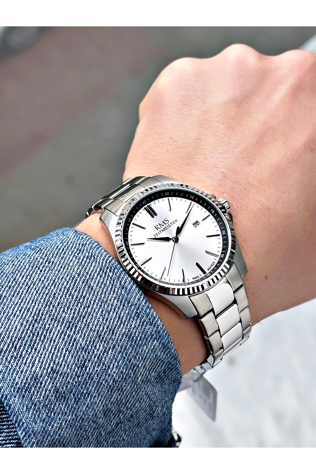 Romanson-With Calendar Steel Band Steel Case Men's Wrist Watch 1623.01Sz 3