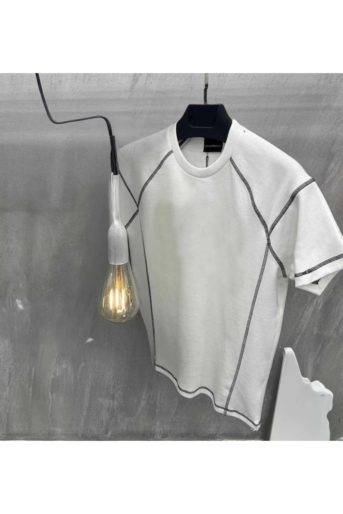 İndigo Park Erkek tişört modelleri Unisex Karoyaka Dikişli Oversize T-Shirt