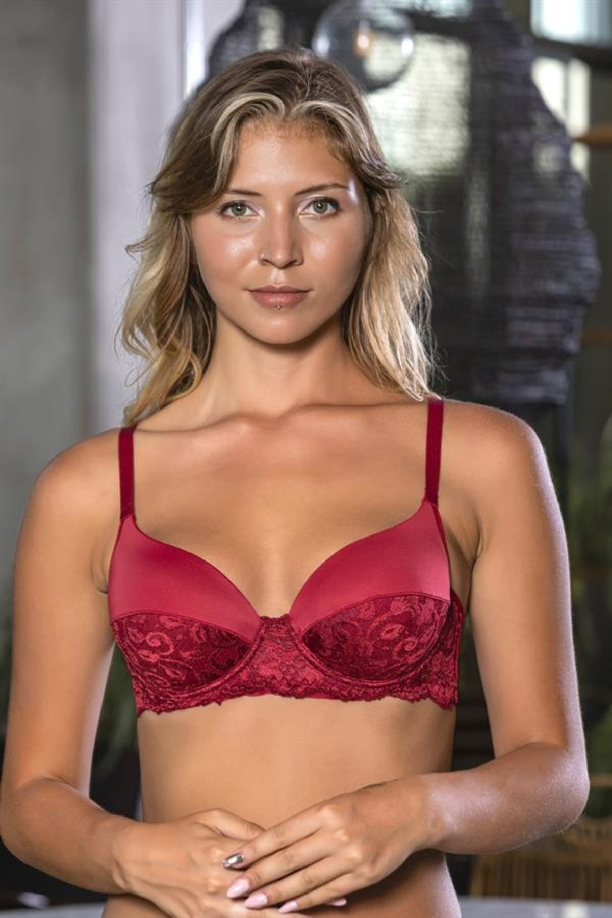 Moda Şahsenem Dantel Detaylı Sütyen Bordo (brf1130)
