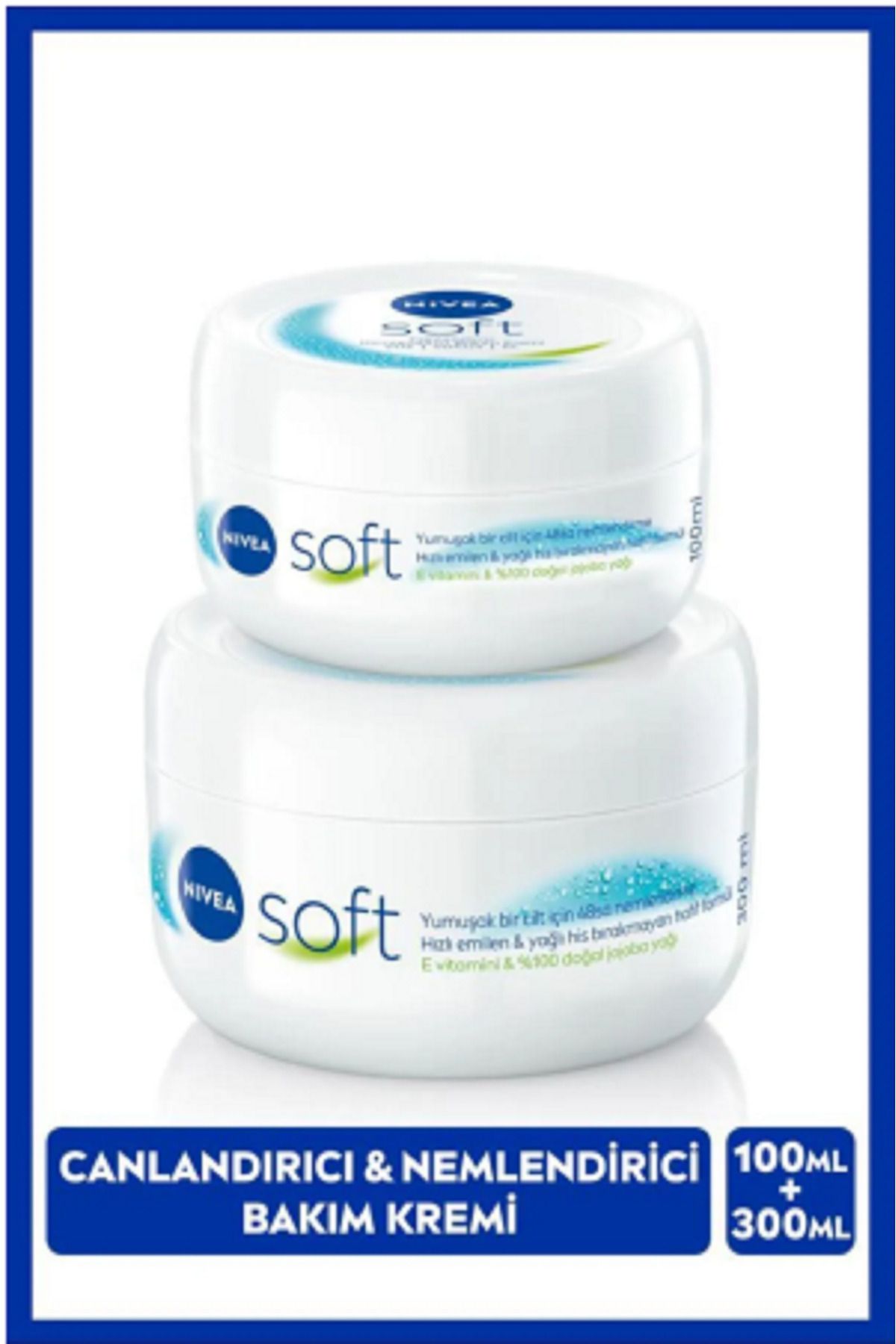NIVEA Soft Nemlendirici El Yüz ve Vücut Bakım Kremi 100ml ve 300ml, Jojoba Yağı, E Vitamini, Pürüzsüz Cilt