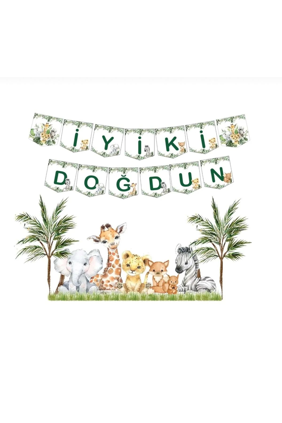 Öztürkpartievi Karton Yazı Temalı İyiki Doğdun Baby Animal