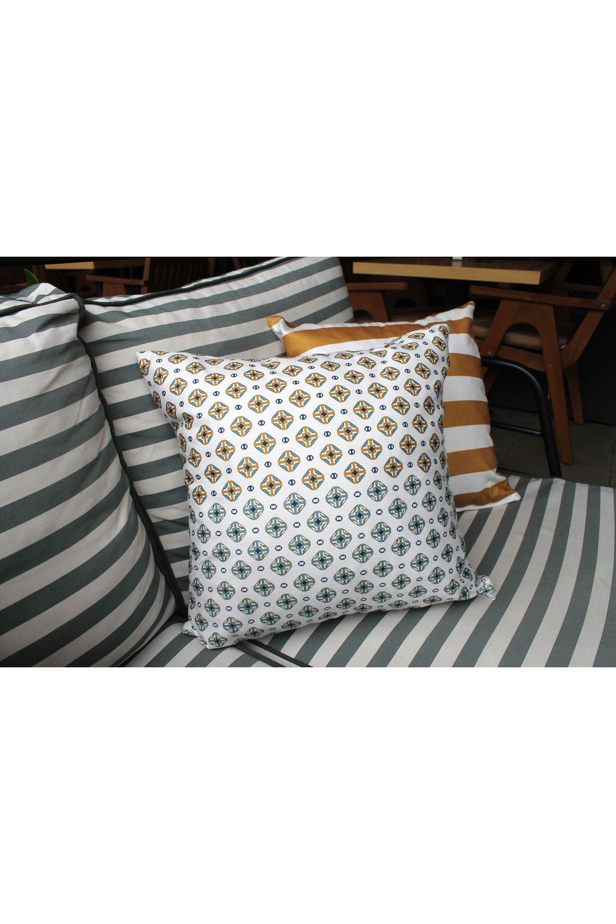 cuboo home çizgili Boho Temalı Dijital Baskılı Hediyelik 2li Kırlent Yastık Kılıfı Seti 43x43cm