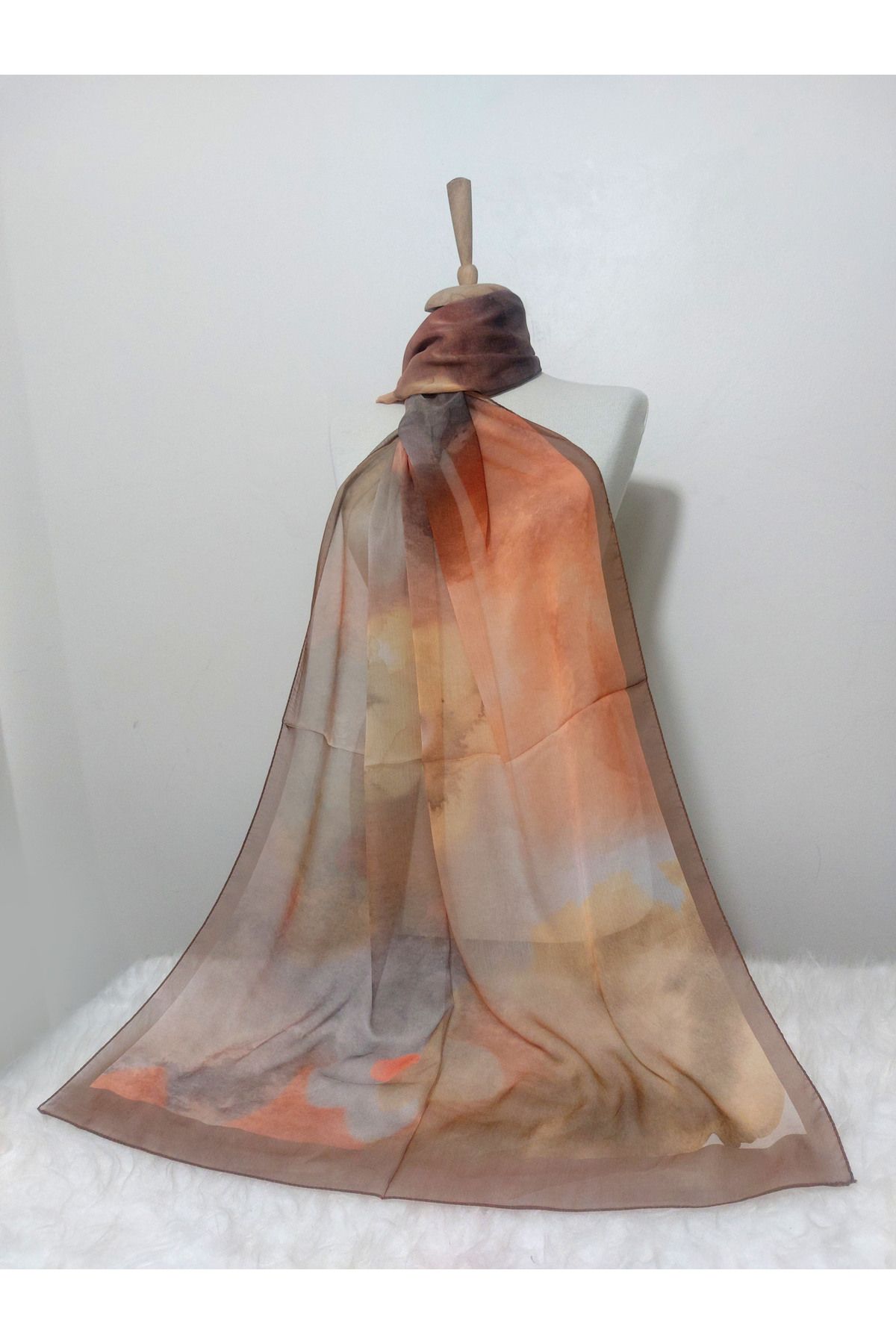 REMOMODA-Patterned Watercolor Chiffon Shawl High Quality, Fine Texture Soft Chiffon 3