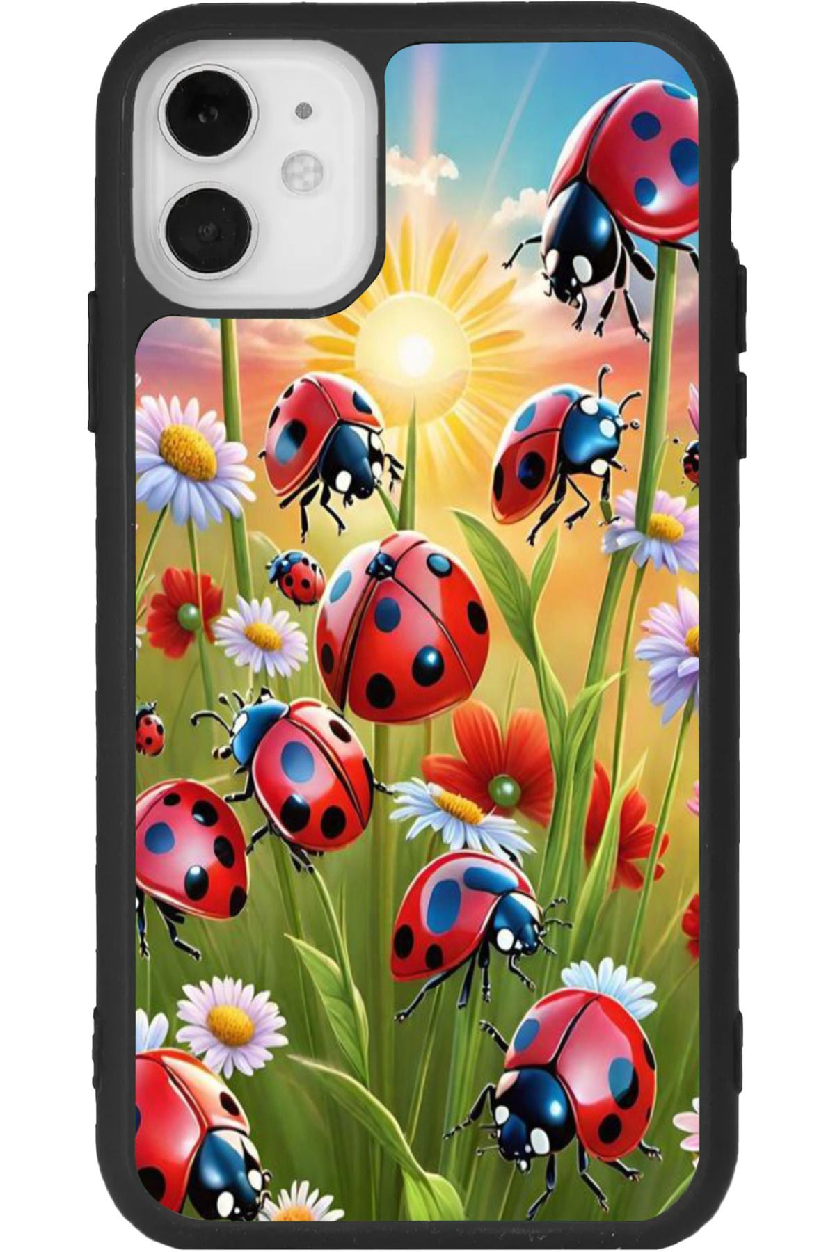 Aksel Kılıf iPhone 11 Uyumlu Baskılı, Mat Siyah Renk, Yumuşak Silikon, Koruyucu, Şok Emici Kapak, Kılıf