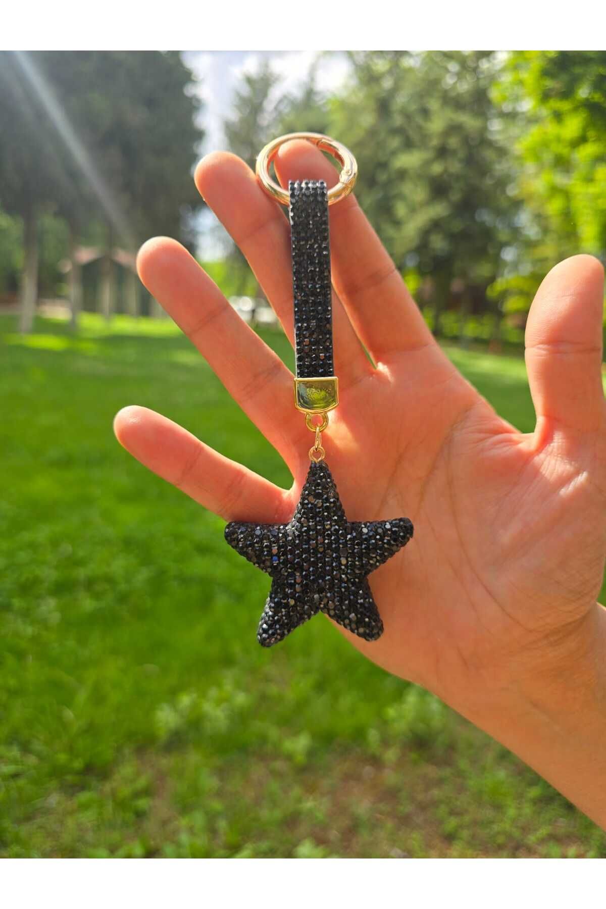 MODAM DENSTINY Yıldız Tasarım Onyx Zirkon Taşlı Ultra Premium Çanta Süsü / Anahtarlık/Çanta Charmı