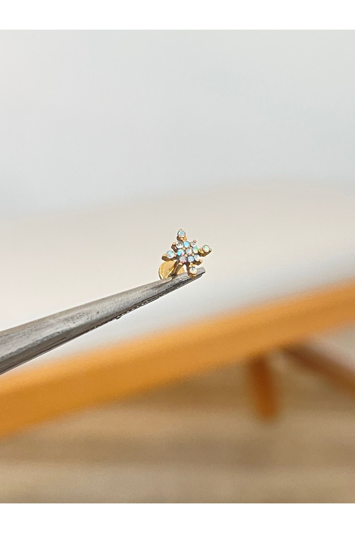 Rupen Kraft 316 L Cerrahi Çelik Hareli Taşlı Conch Kıkırdak Helix Dudak Tragus Piercingi