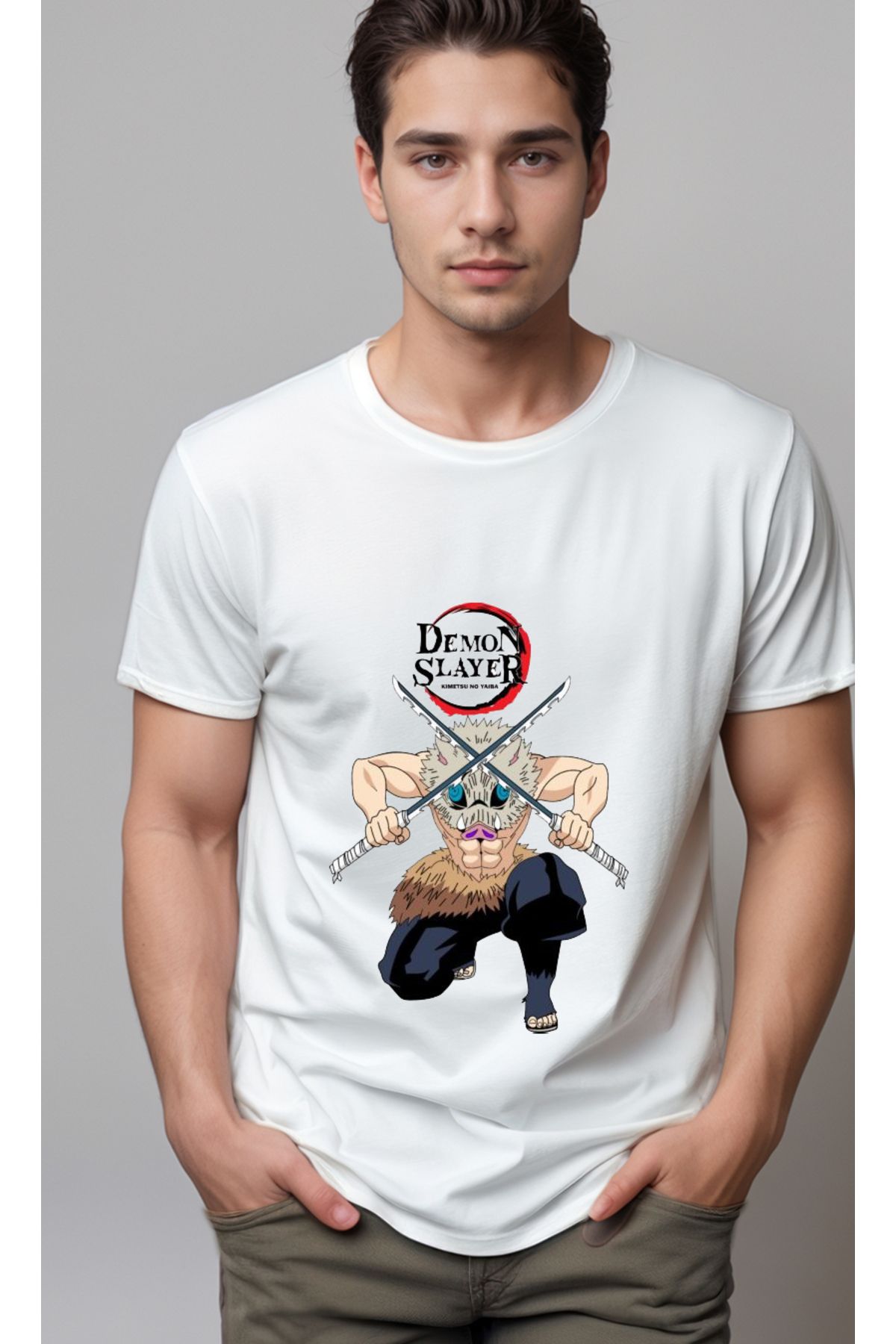 petite pati Demon Slayer Inosuke Baskılı Unisex Tshirt