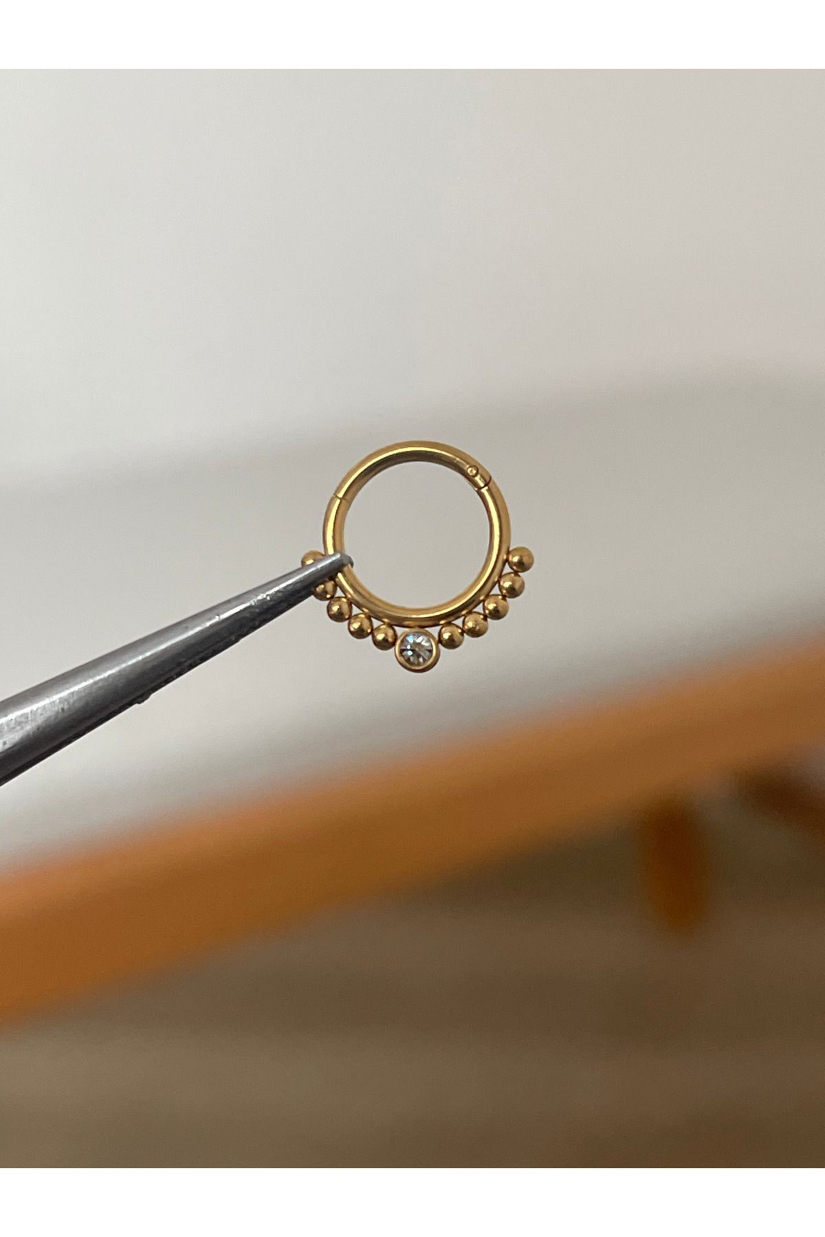 Rupen Kraft 316 L Cerrahi Çelik Zirkon Taş Detaylı Halka Kıkırdak Helix Tragus Piercingi