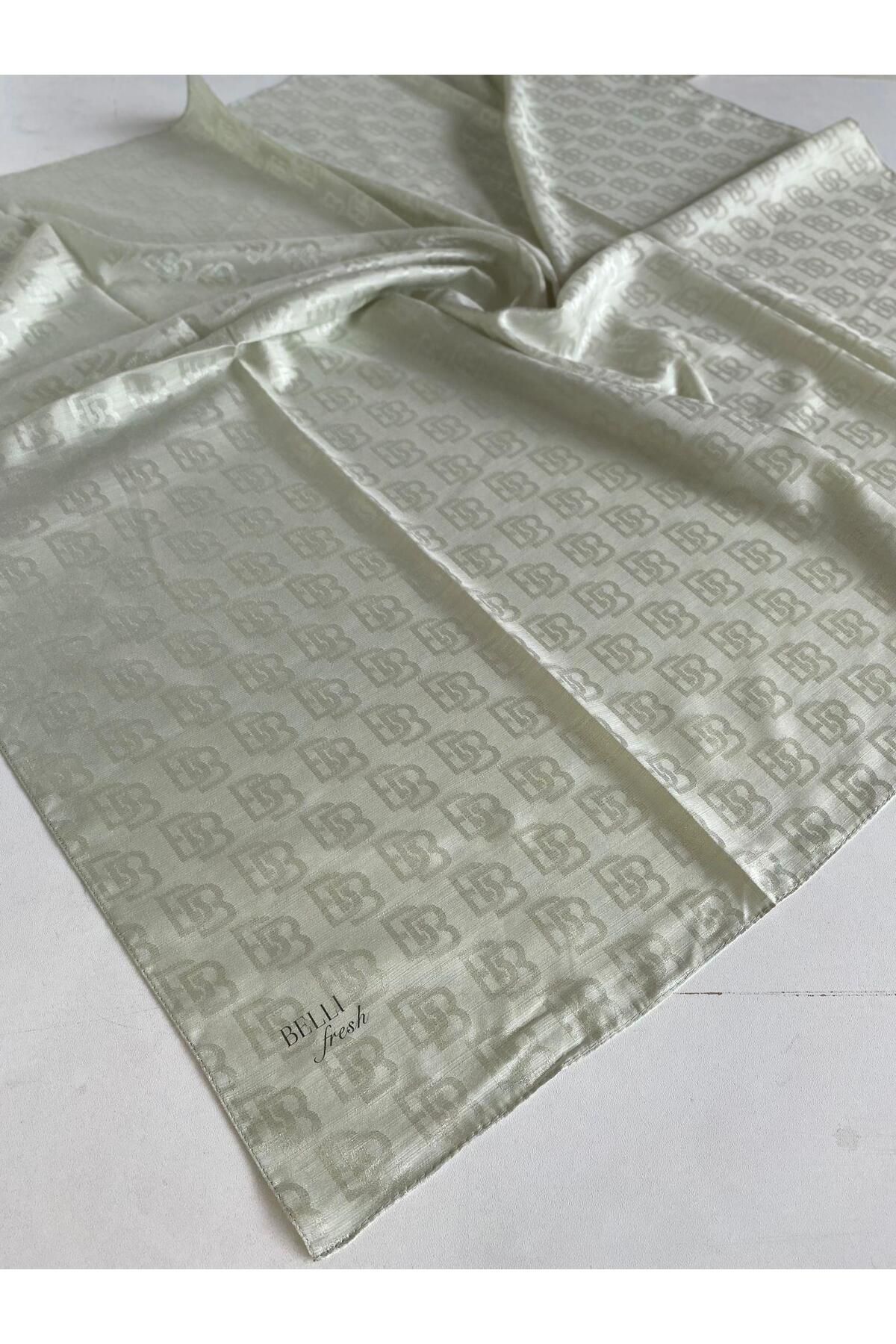 Belli Fresh Monogram Jakarlı Eşarp 1-16 Açık Yeşil Desenli