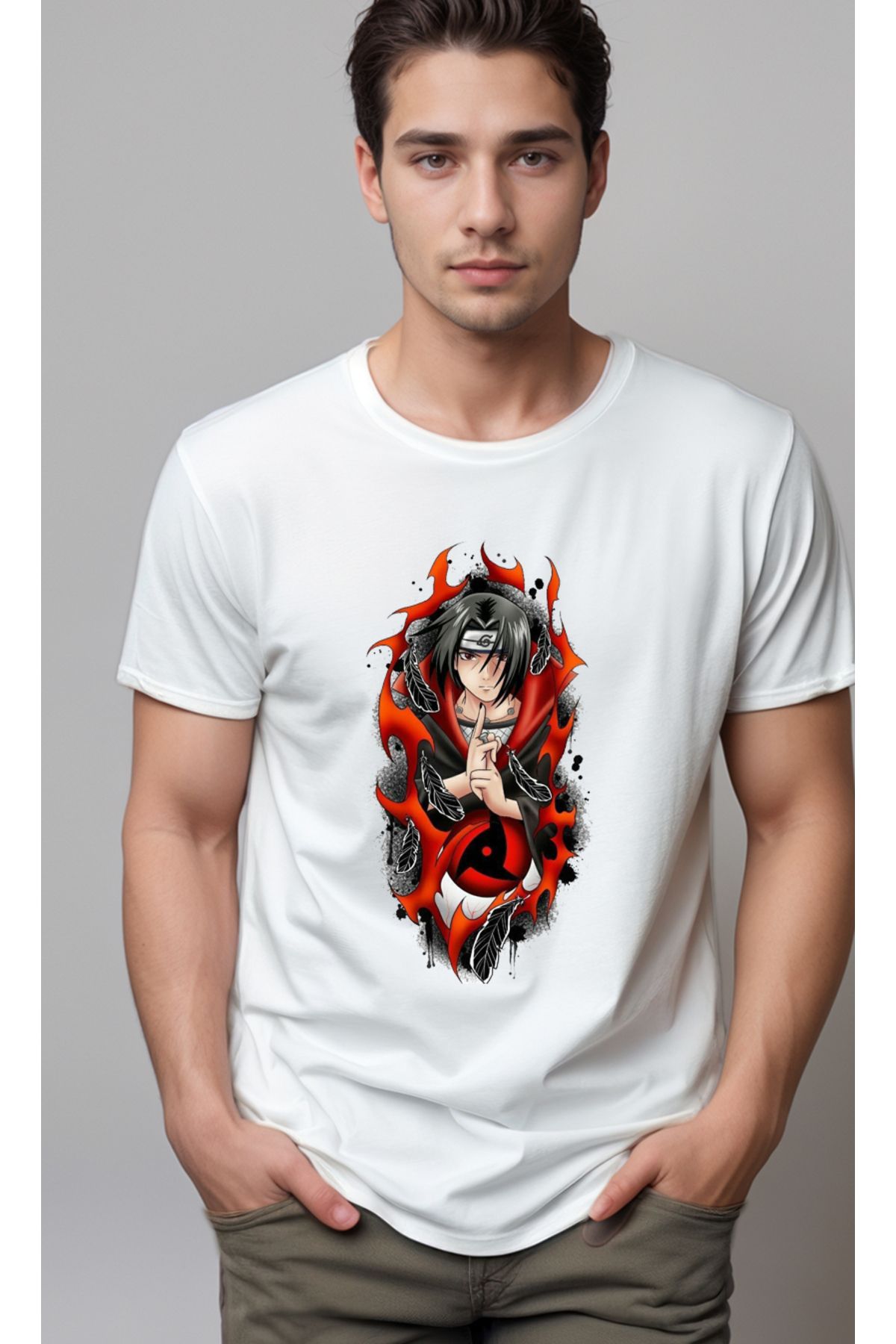 petite pati Naruto Sasuke Baskılı Unisex Tshirt