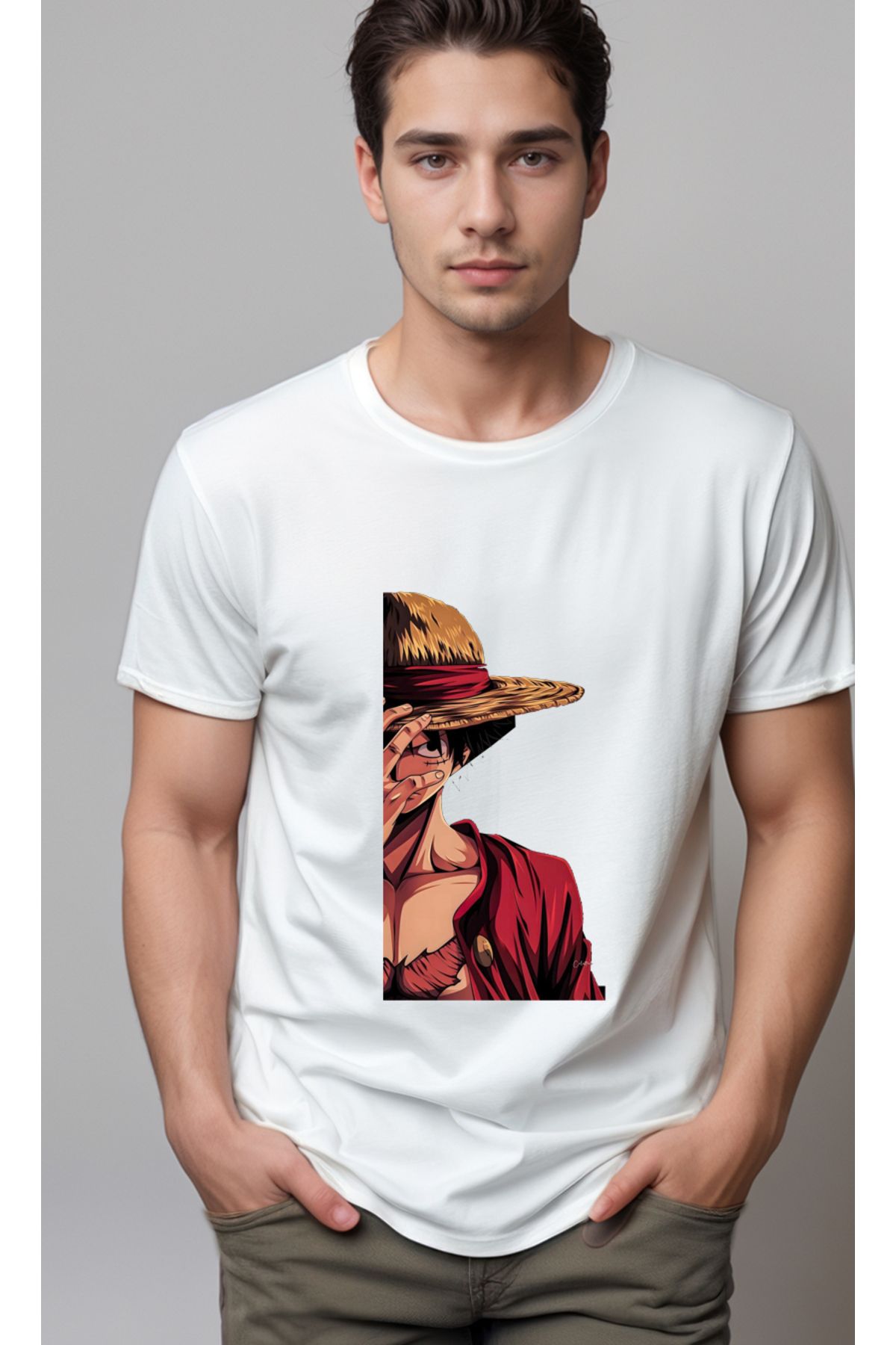 petite pati One Piece Luffy Baskılı Unisex Tshirt