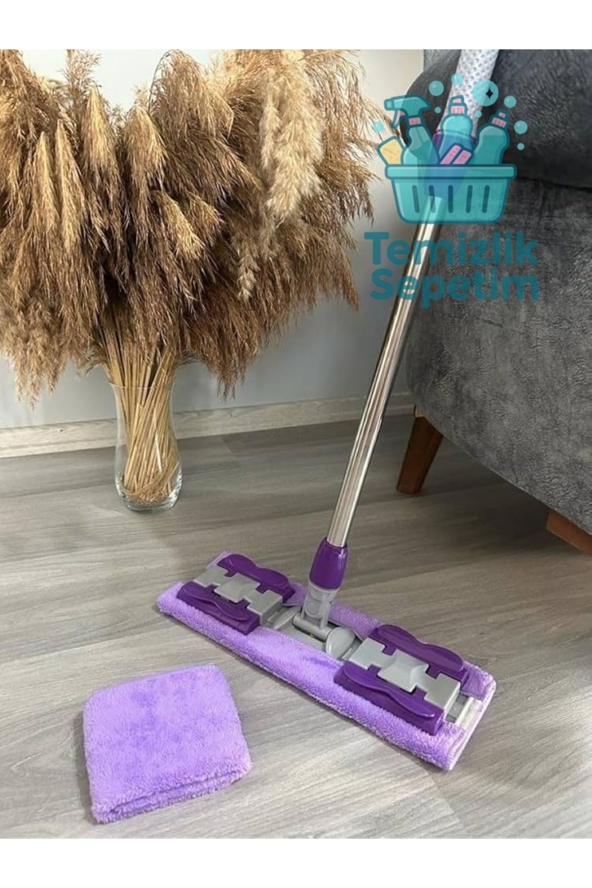 MOPS Mandallı Mop – Güçlü Sıkma Sistemiyle Zahmetsiz Temizlik! (+6 Yedek Bezli)