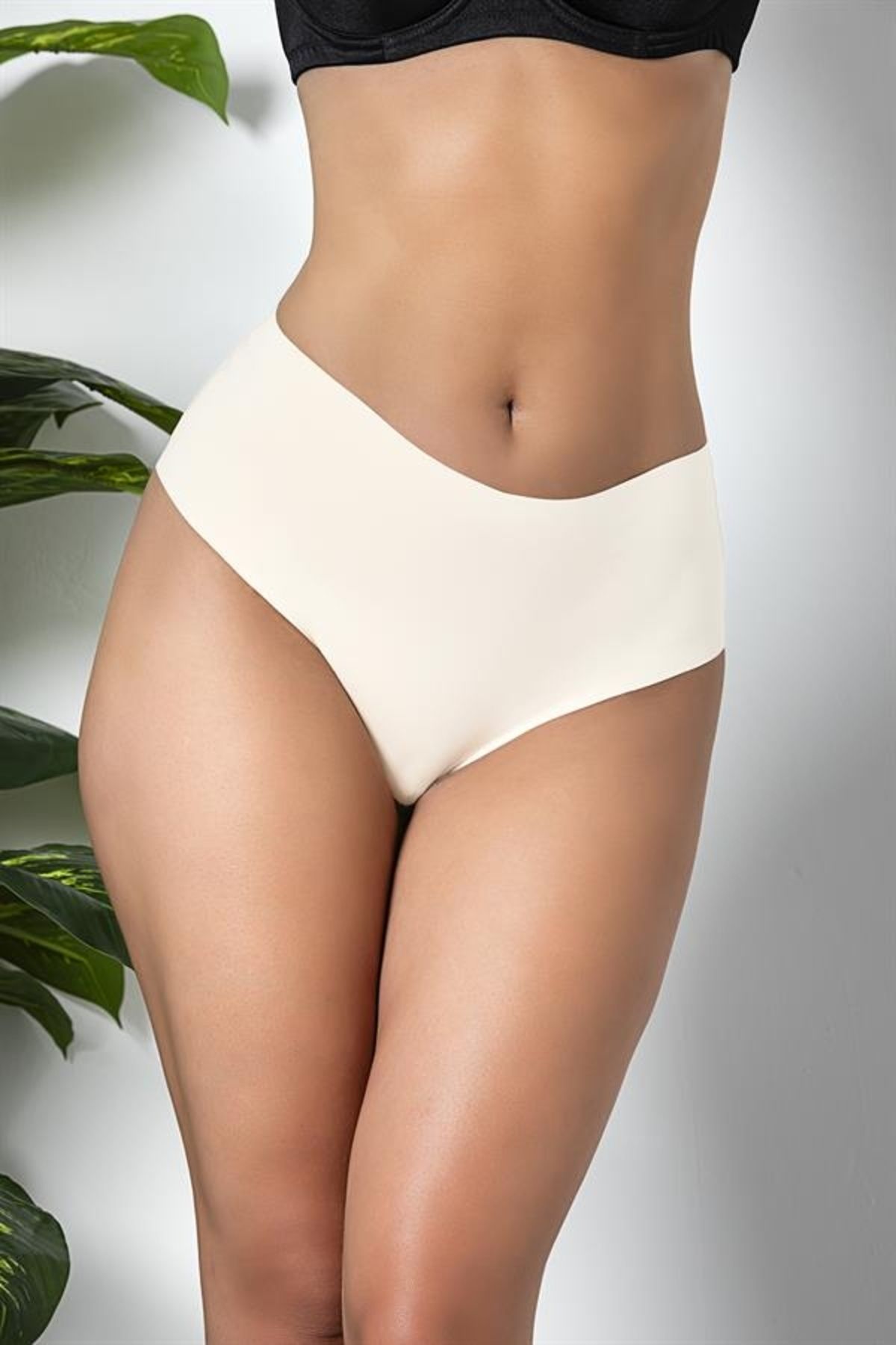 Moda Şahsenem 3'lü Paket Dikişsiz, İz Yapmaz, Lazer Kesim, Yüksek Bel Slip Külot Ekru (brf21263)