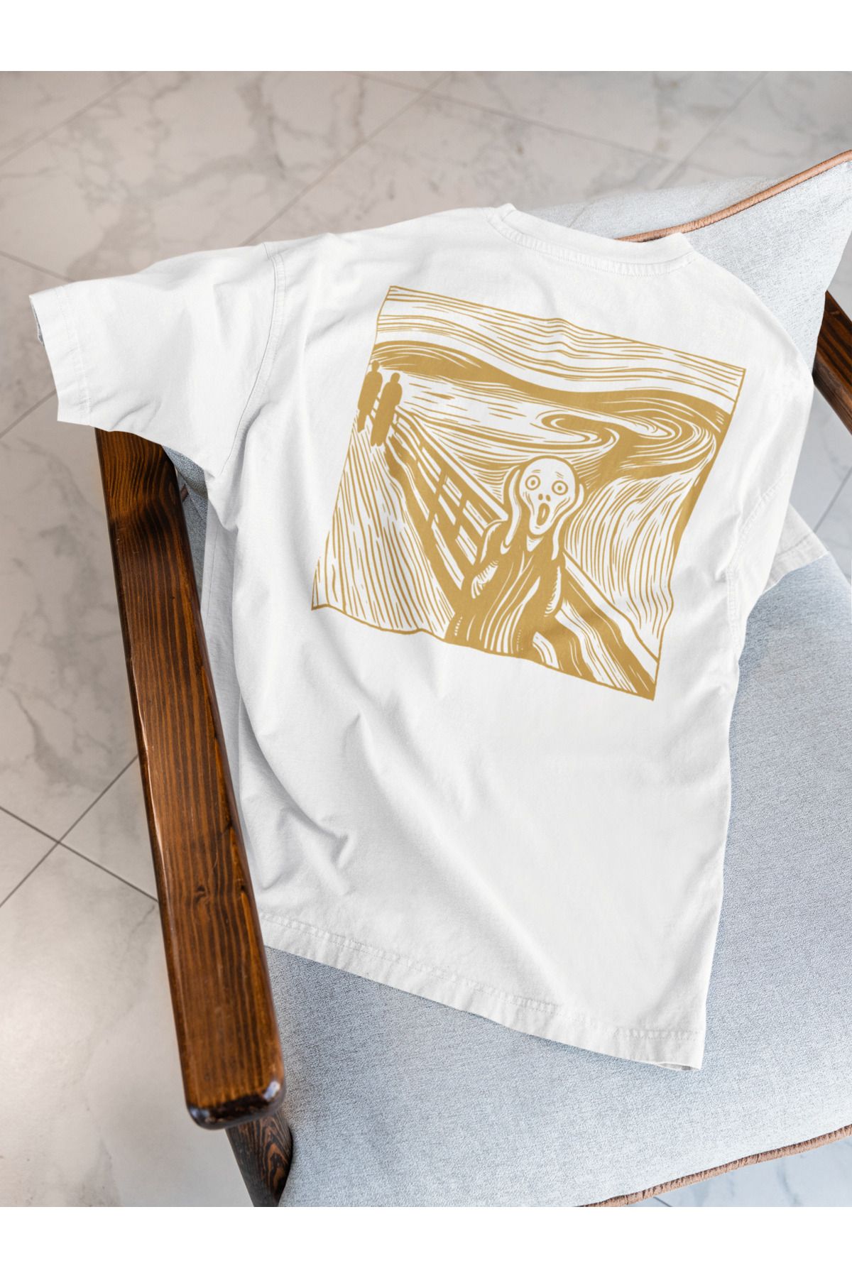 Sheeshbucks Çığlık Art Tasarımlı Kadın Oversize Beyaz Tişört