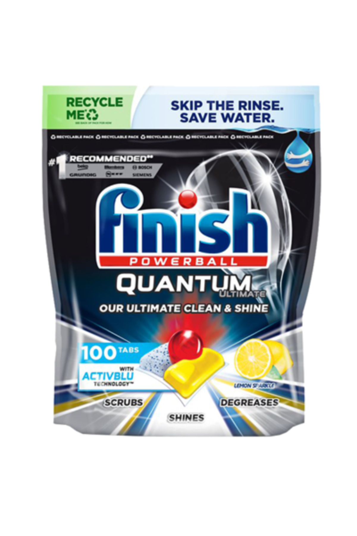 Finish Detergent Capsule Pentru Masina De Spalat Vase Finish Quantum Ultimate Lemon, 100 Spalari - One Size