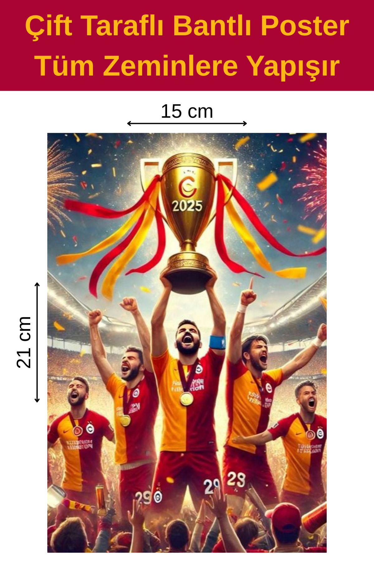 Organik Yolda Kupa 2025 Poster, Çift Taraflı Bantlı, Tüm Zeminlere Yapışır, (15 x 21 cm).