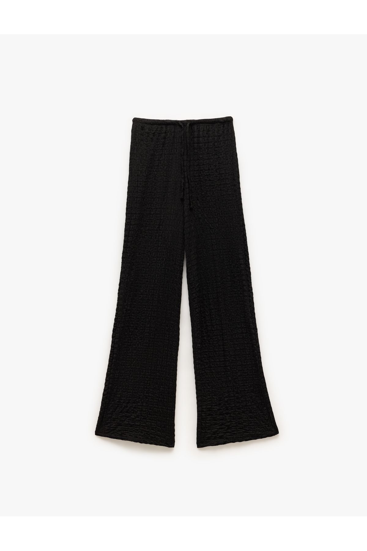 Koton Yeni Sezon Beli Bağlamalı Dokulu Bol Düz Paça Pantolon