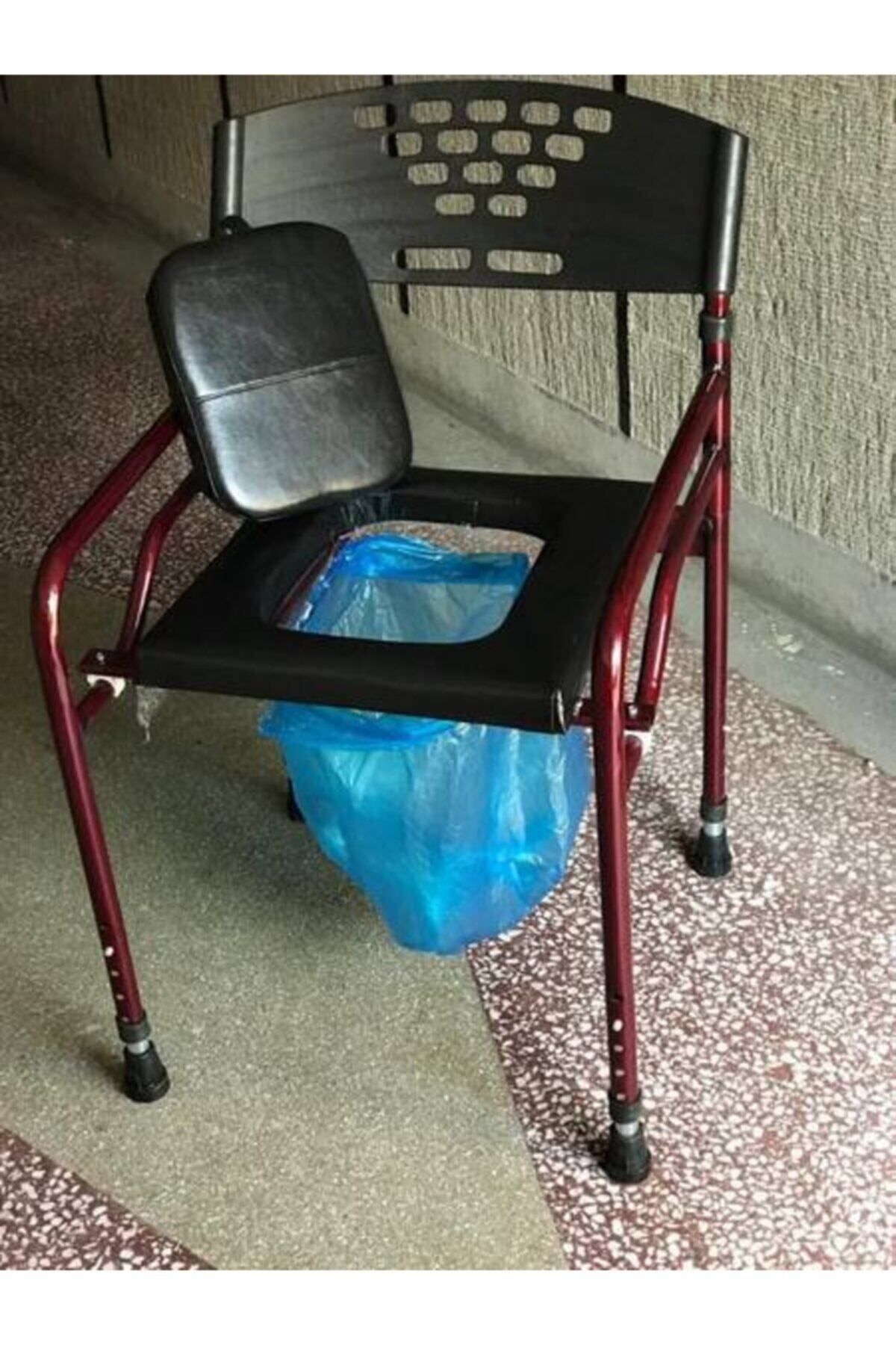Medas Deri Döşemeli Hasta Tuvaleti Klozeti Sandalyesi Seyyar Tuvalet Kamp Tuvaleti Taşınabilir Tuvalet