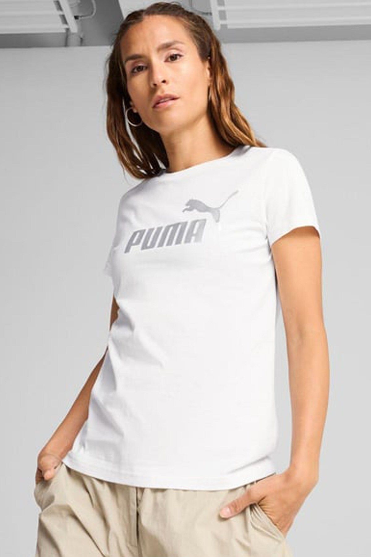 Puma 63153602 METALLIC No. 1 Logo Tee Beyaz T-Shirt