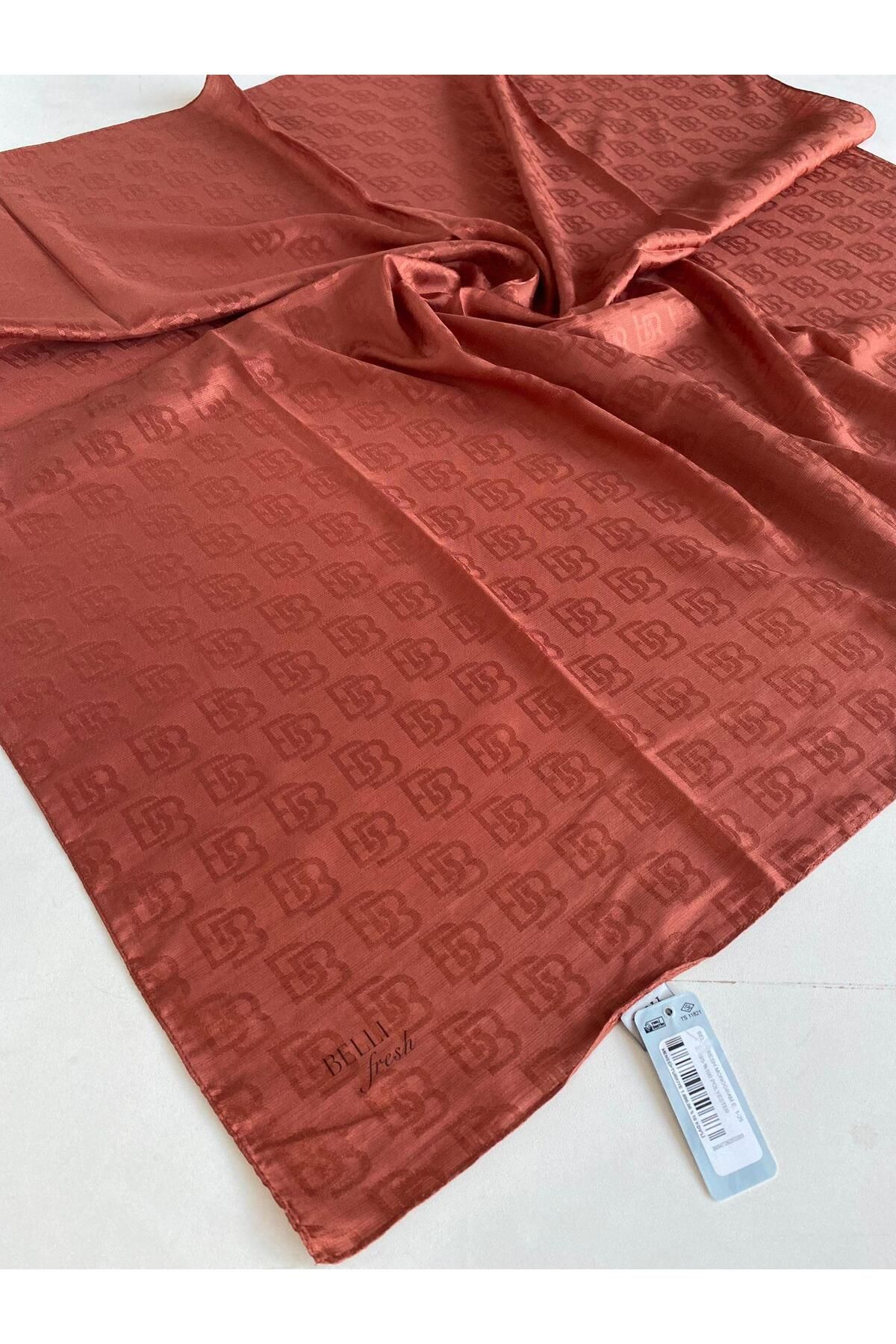 Belli Fresh Monogram Jakarlı Eşarp 1-25 Turuncu Desenli