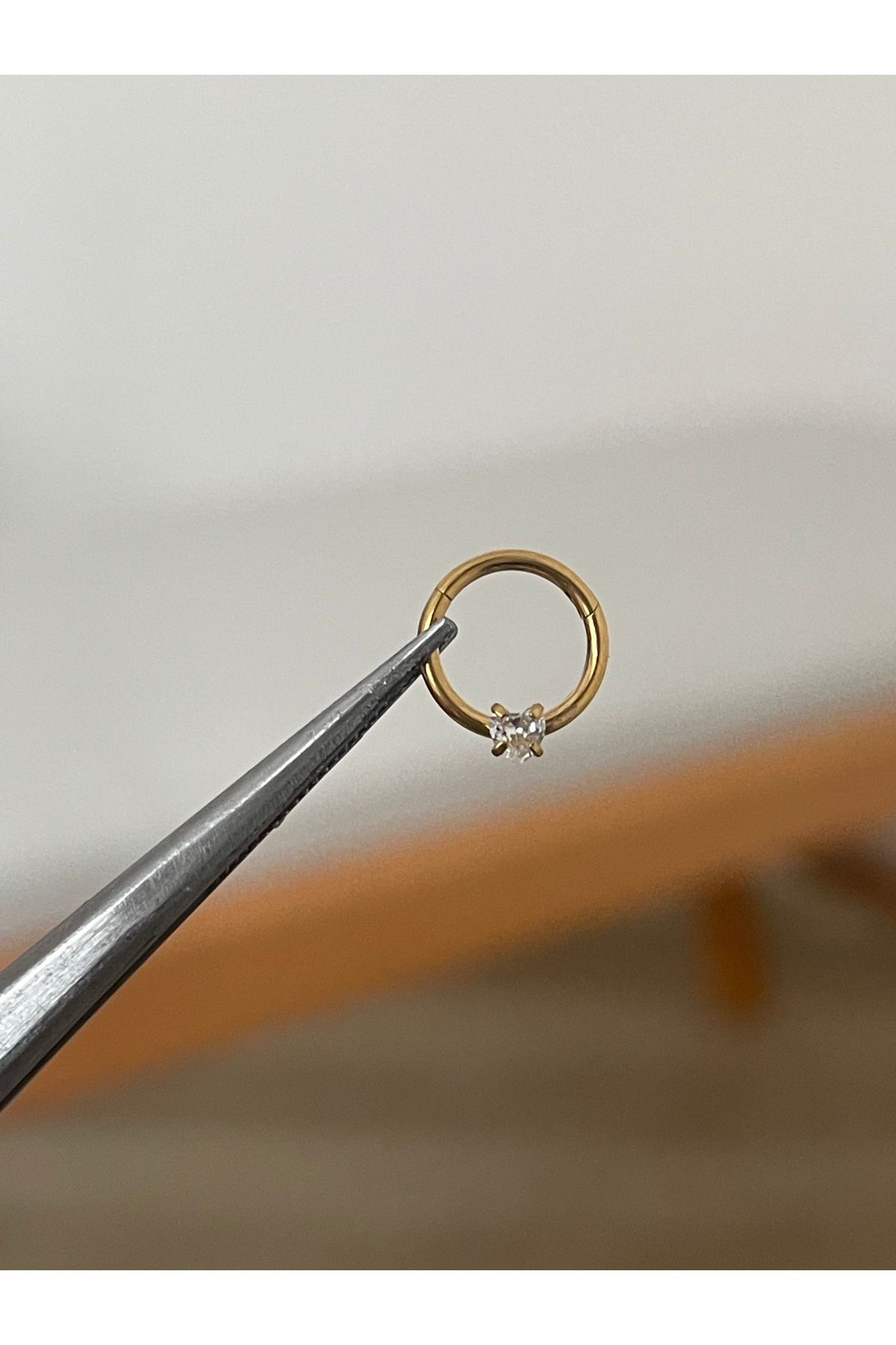Rupen Kraft 316 L Cerrahi Çelik Tek Taş Detaylı Halka Kıkırdak Helix Tragus Piercingi