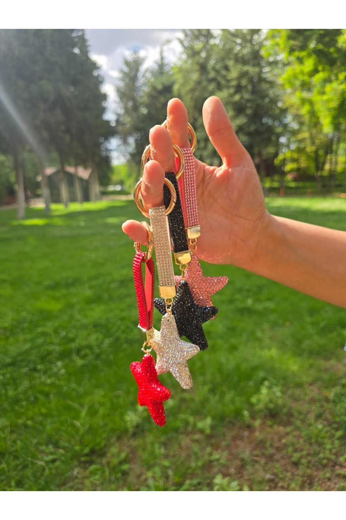 MODAM DENSTINY Yıldız Tasarım Onyx Zirkon Taşlı Ultra Premium Çanta Süsü / Anahtarlık/Çanta Charmı