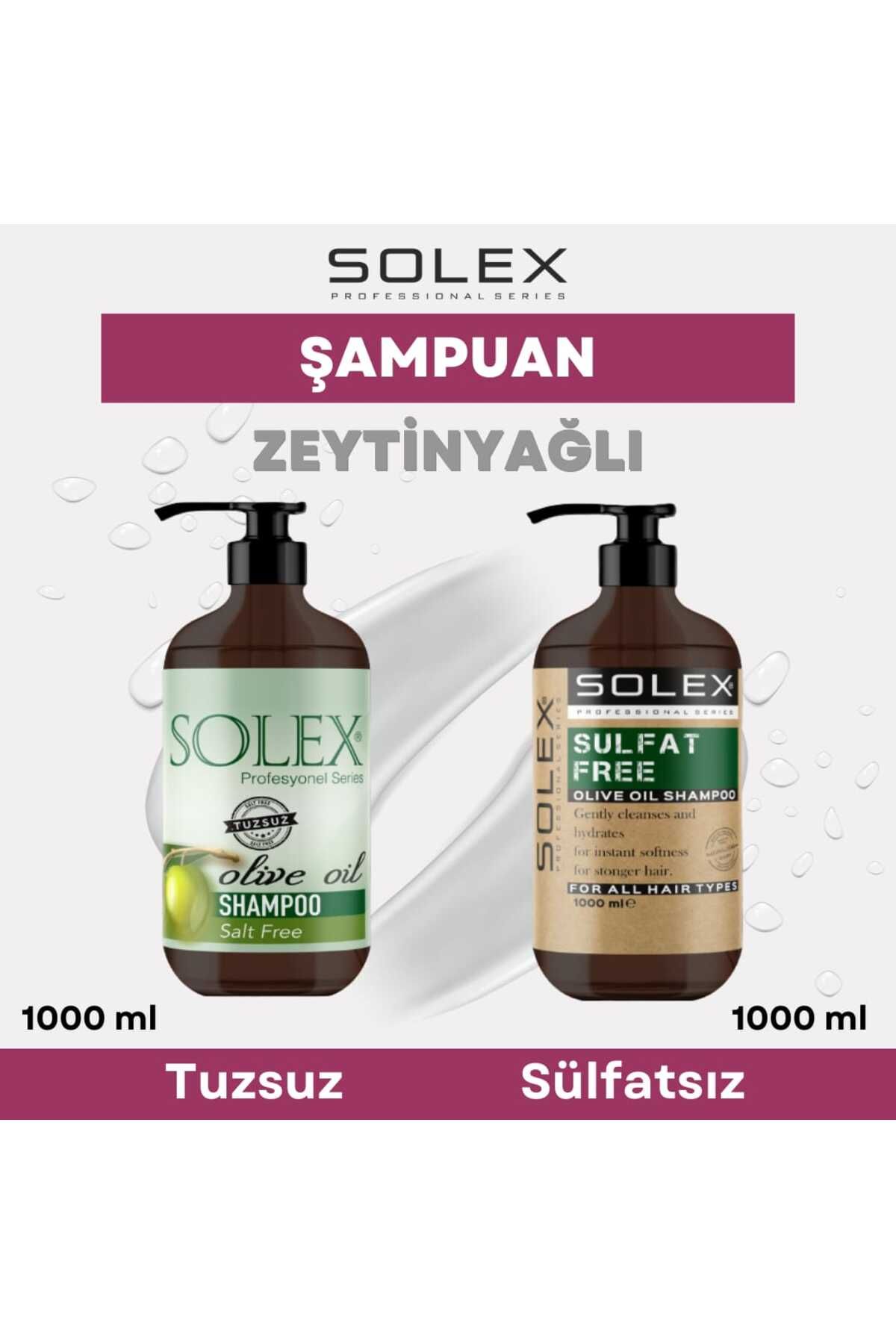 Solex Sülfatsız Zeytin Yağlı Şampuan 1.000 ml+ Tuzsuz Zeytin Yağlı Şampuan 1.000 ml
