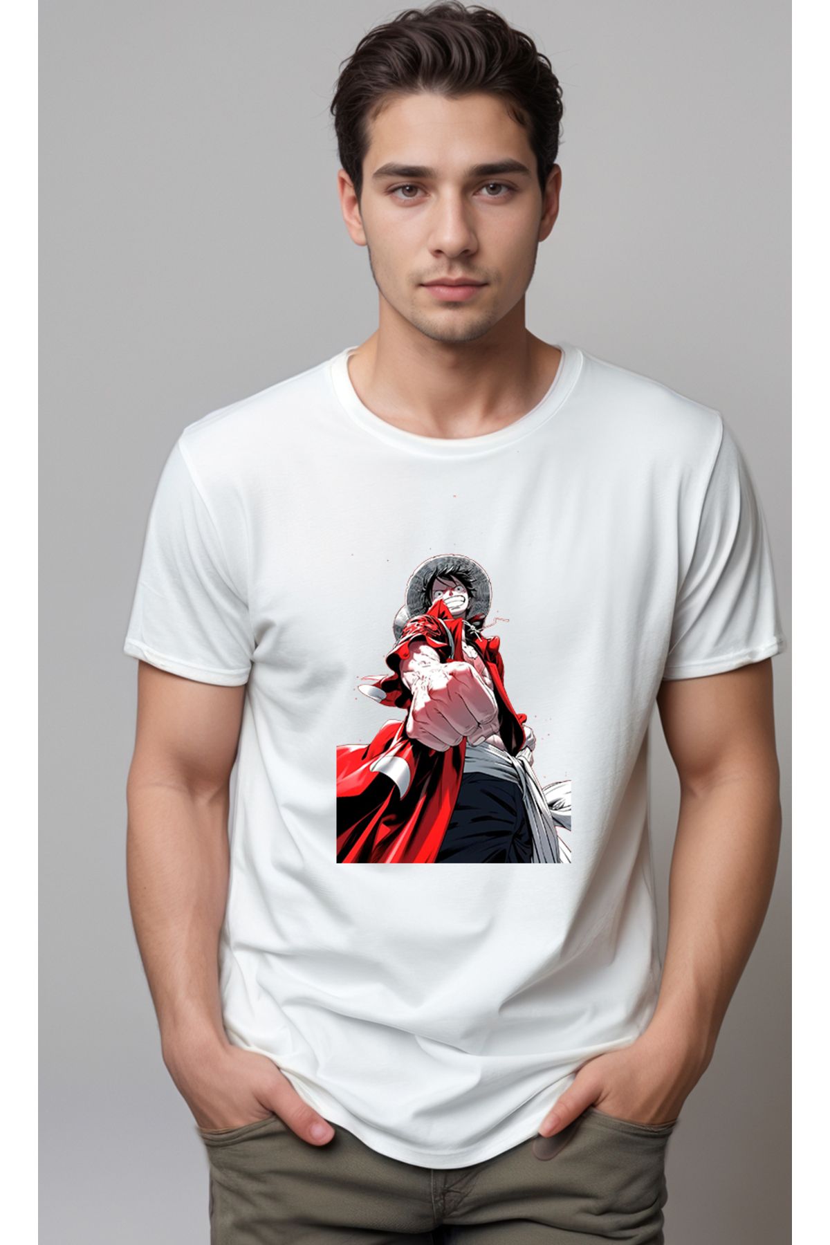 petite pati One Piece Luffy Baskılı Unisex Tshirt