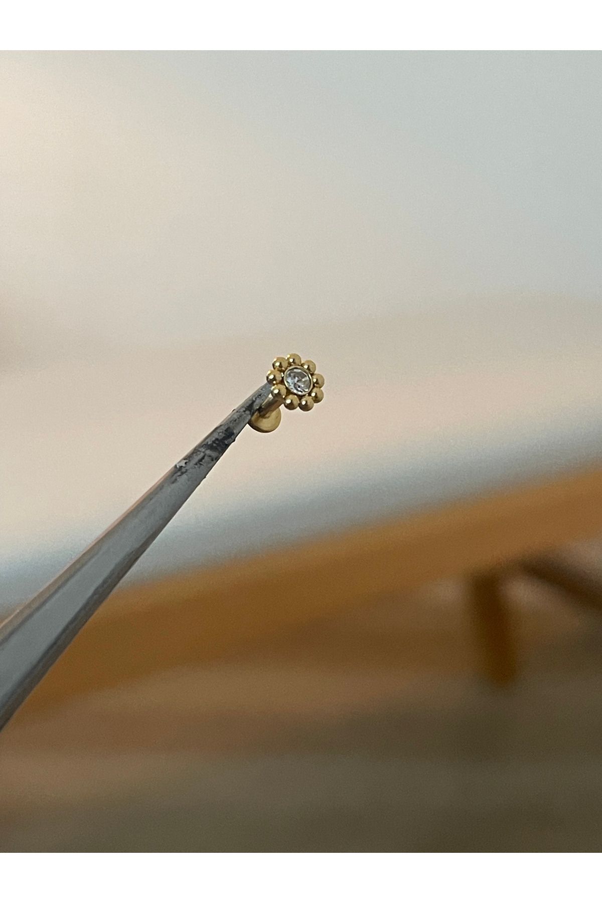 Rupen Kraft 316 L Cerrahi Çelik Tek Taş Güneş Modeli Dudak Kıkırdak Helix Tragus Piercingi