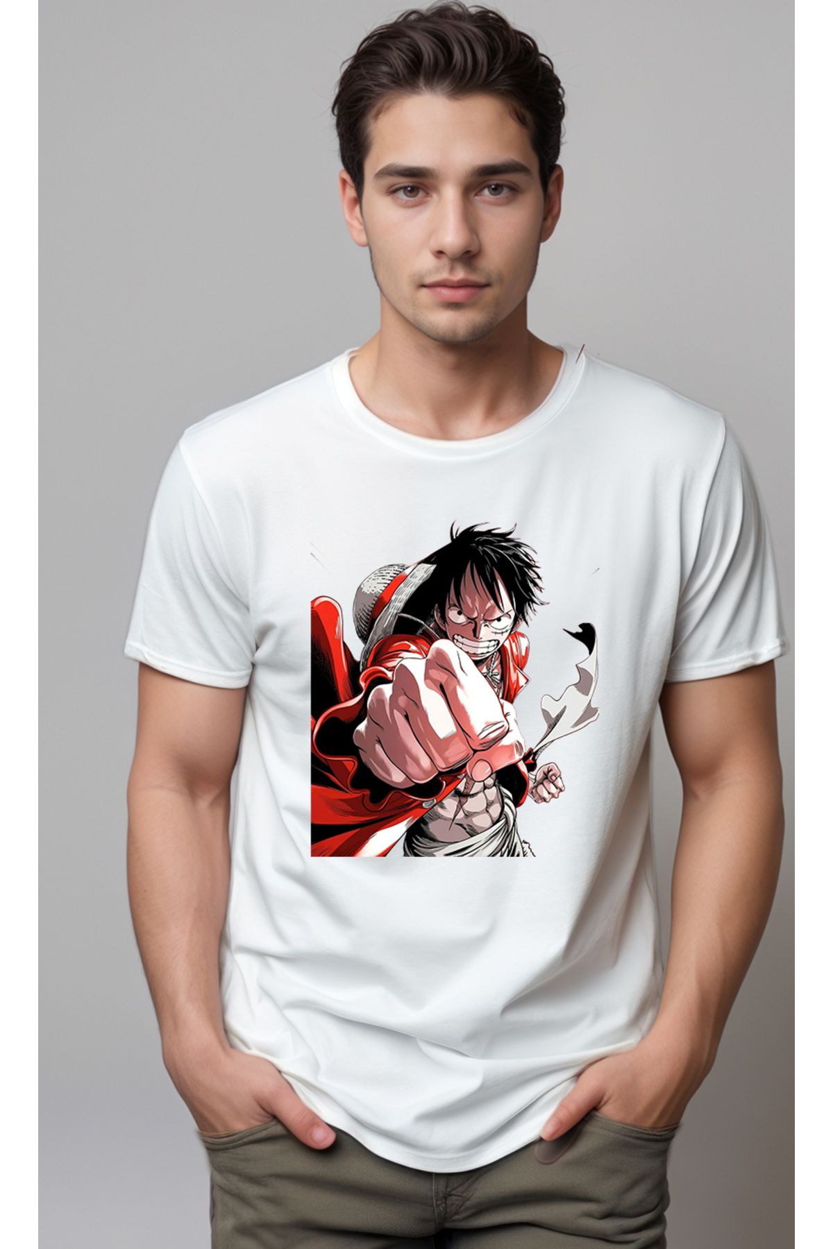 petite pati One Piece Luffy Baskılı Unisex Tshirt