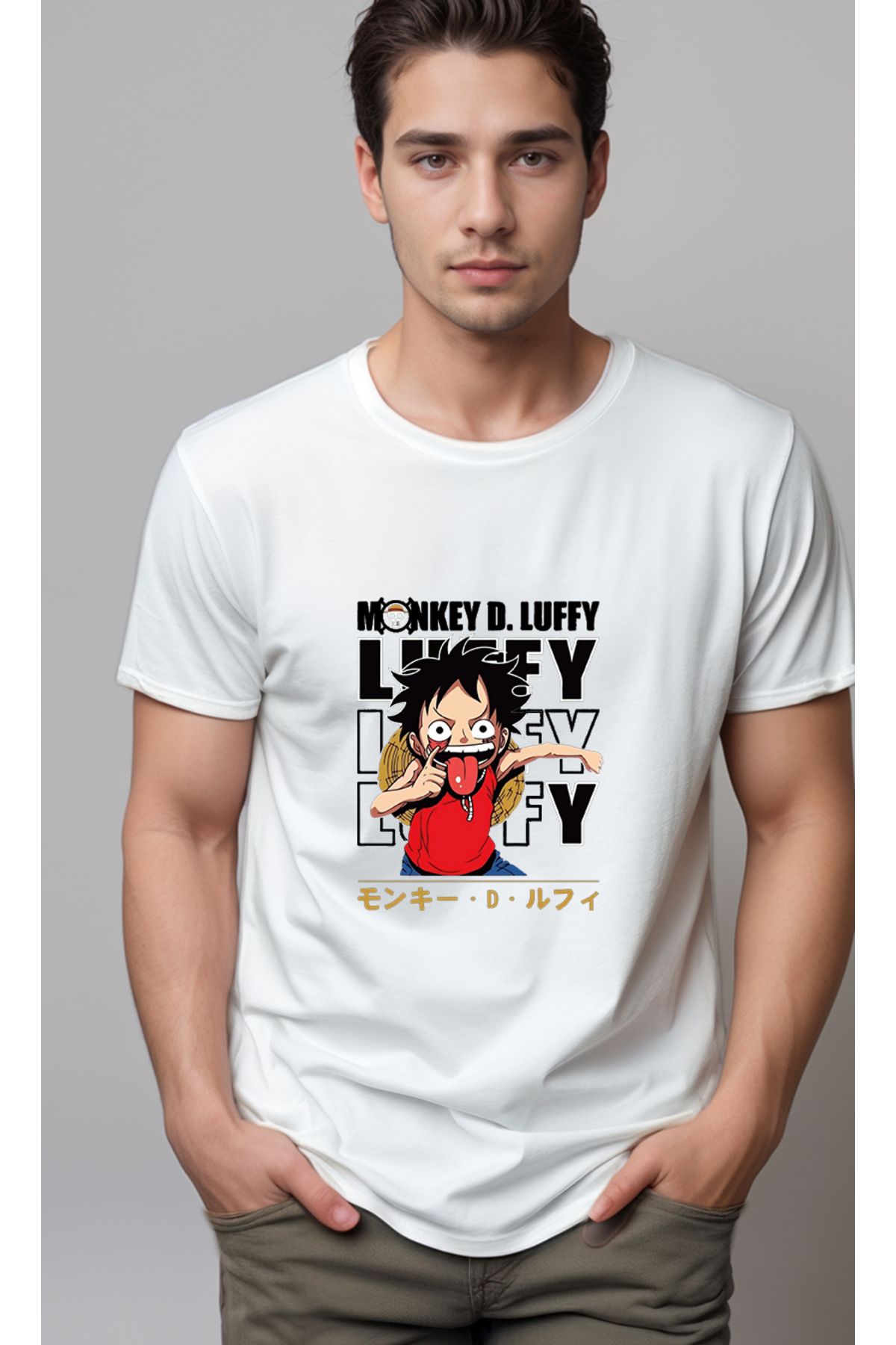 petite pati One Piece Luffy Baskılı Unisex Tshirt
