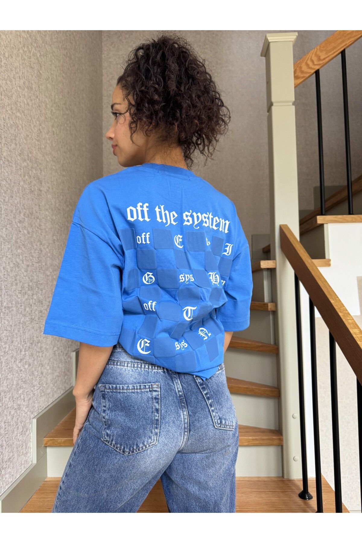 byserayakyol Off The System Dama Baskılı Unisex Oversize Tshirt