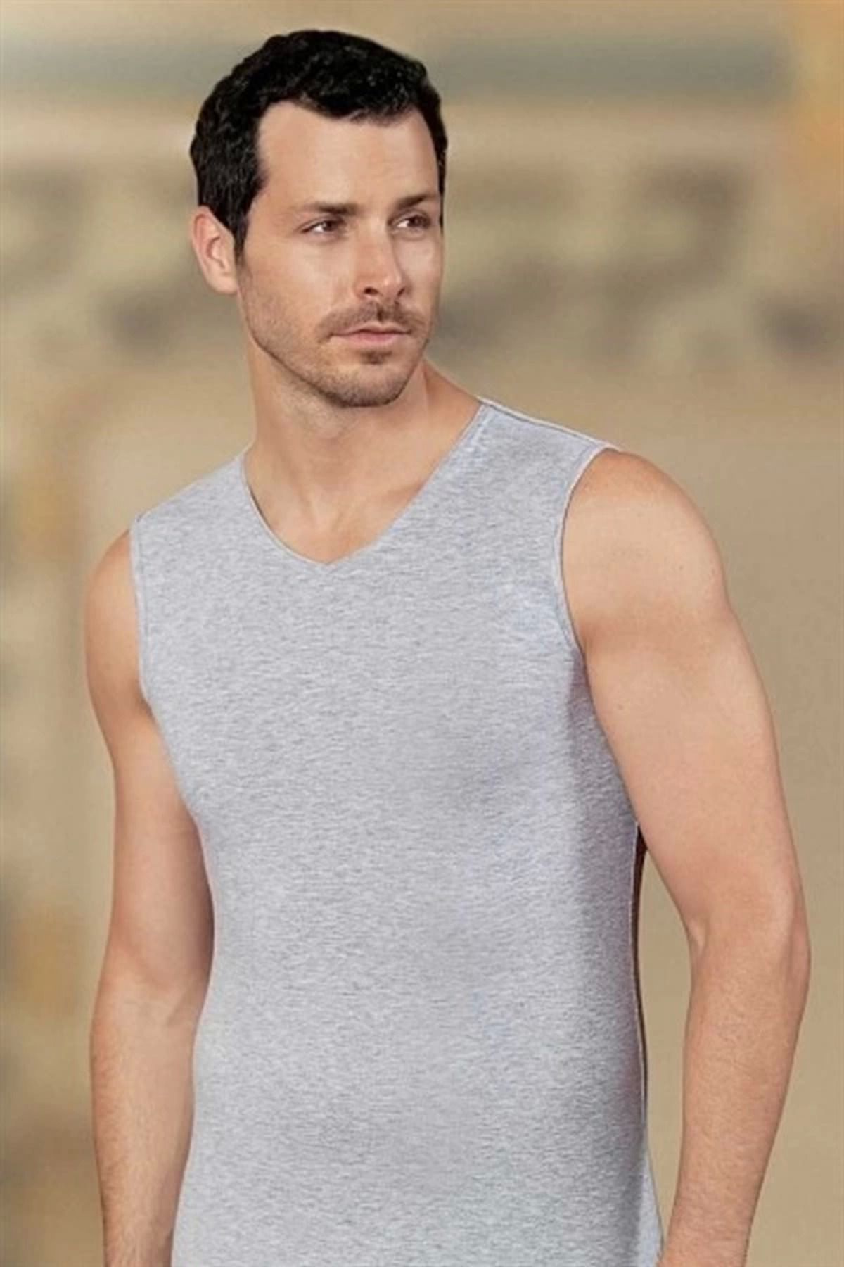 Moda Şahsenem Şahinler Erkek Sıfır Kol V Yaka Likra Atlet E079