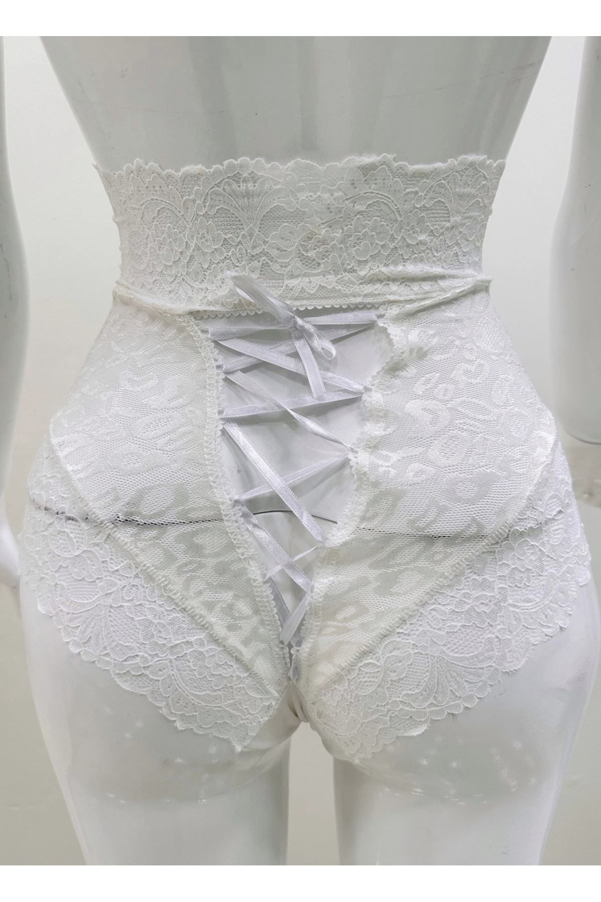 Moda Şahsenem Ekru Dantelli Yüksek Bel Külot Venüs-k1012