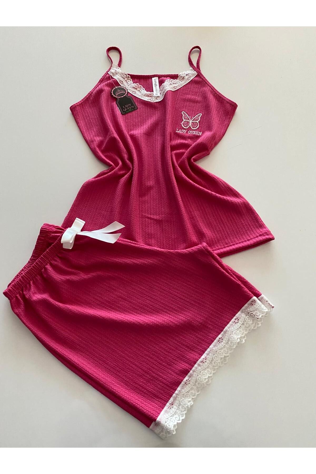 Lady Queen bürümcük şortlu pijama takımı