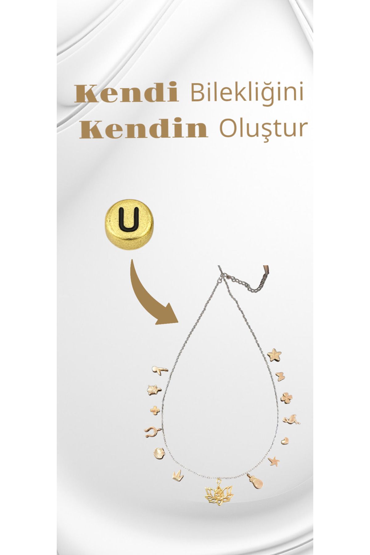 Accessories Kendi Bilekliğini Kendin Oluştur - U Harfi Boncuk