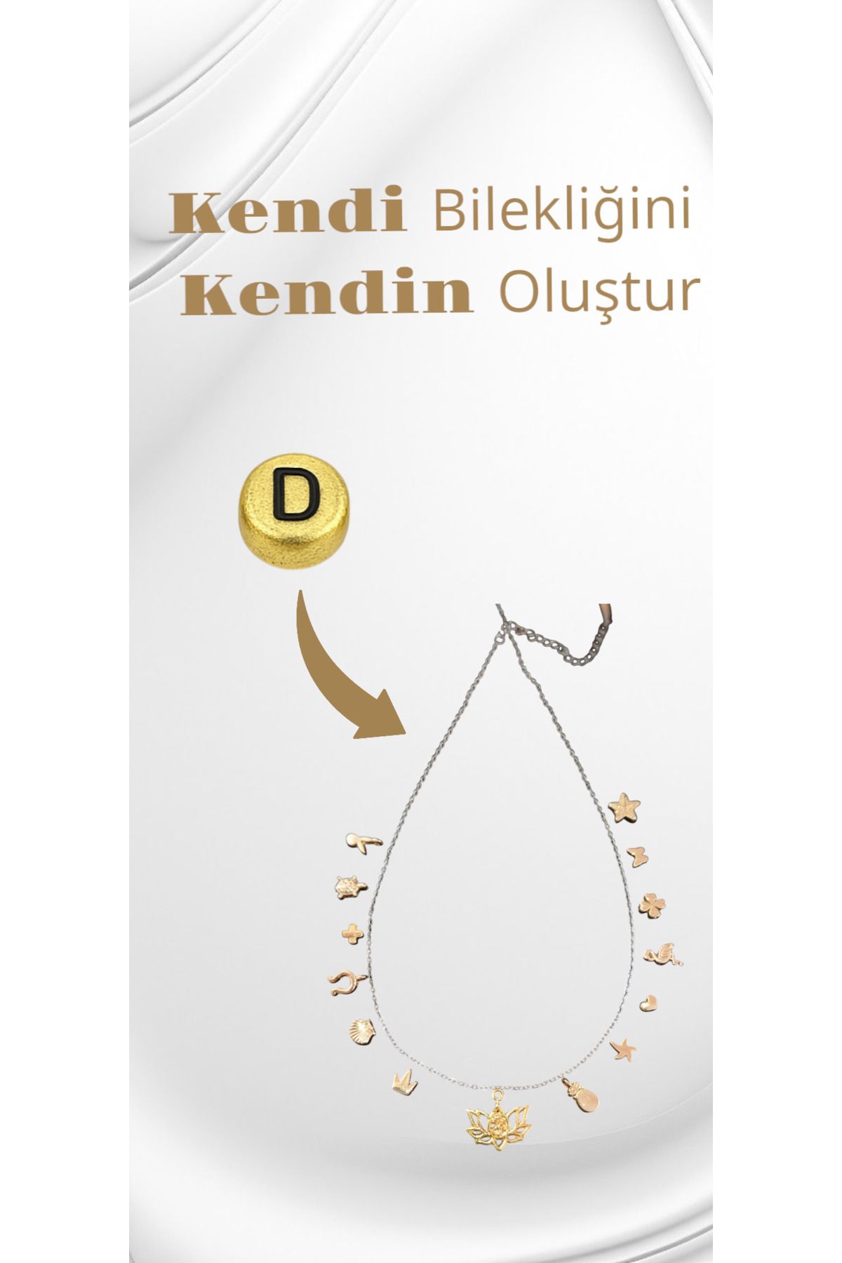 Accessories Kendi Bilekliğini Kendin Oluştur - D Harfi Boncuk