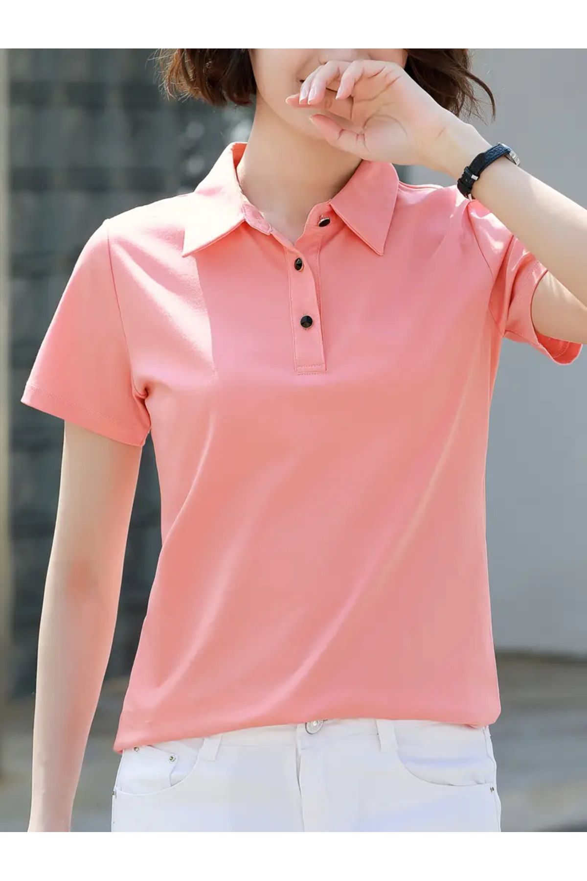 LEIVOR Polo Yaka Regular Fit Kadın Pamuk T-shirt
